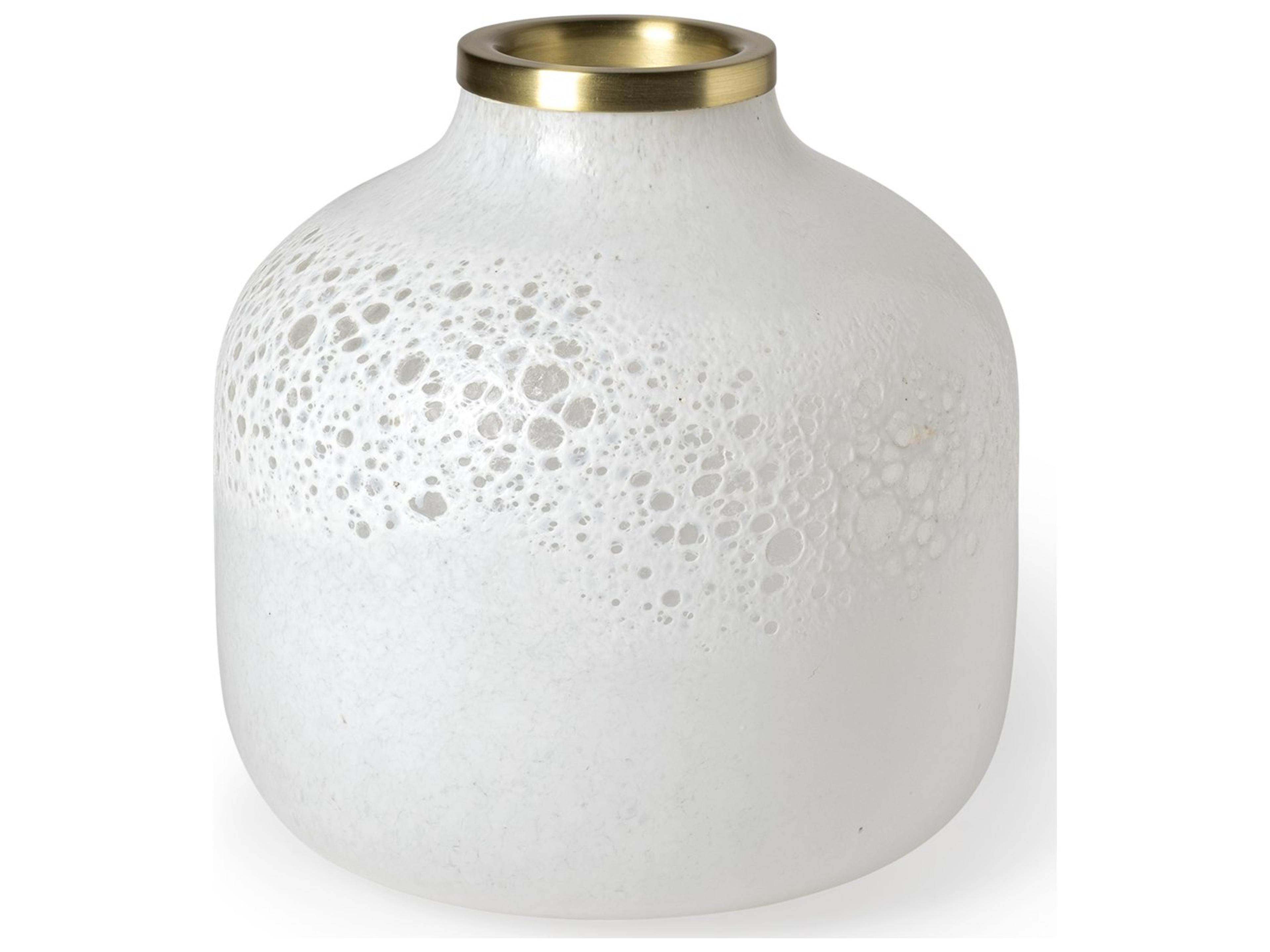 Mercana Pearl Short White Gold Rim Glass Vase