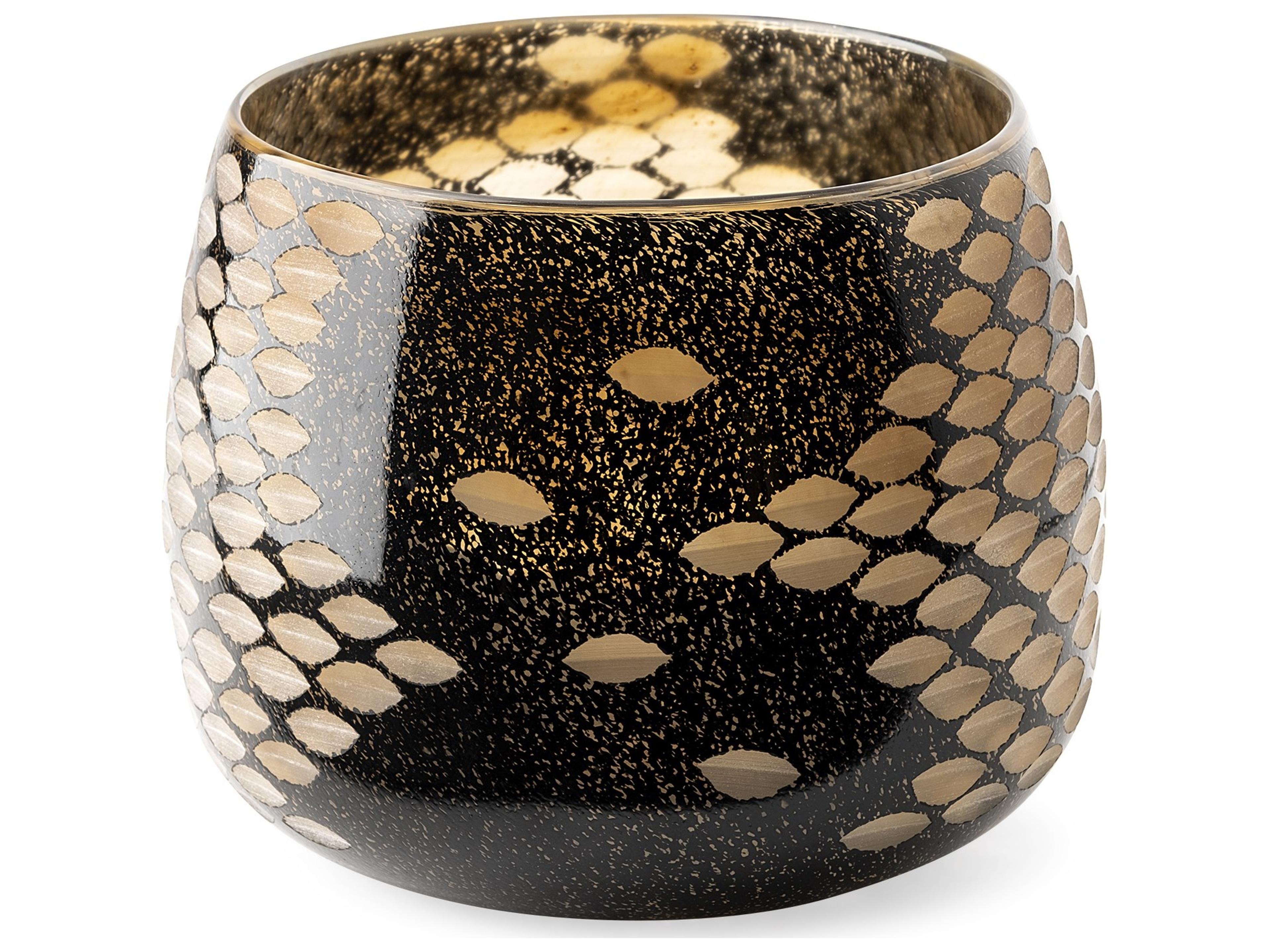 Mercana Mojave Small Black and Gold Detail Glass Vase