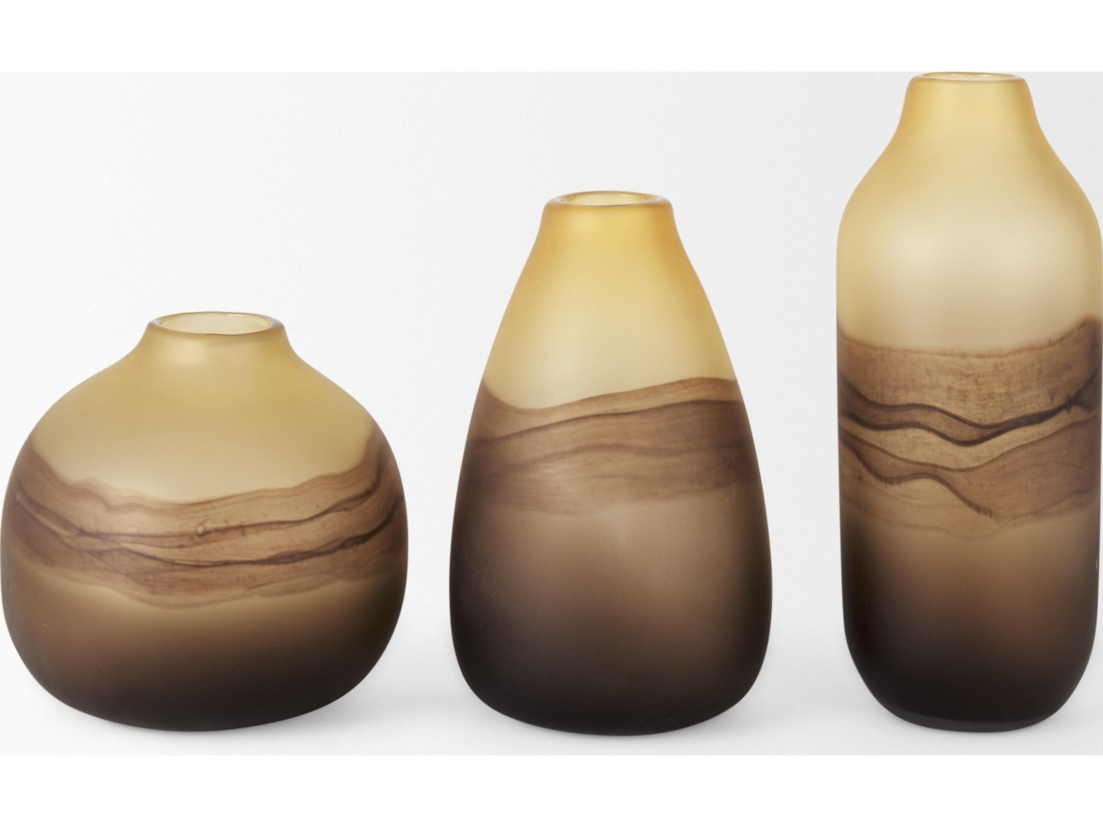 Mercana Pyla Short Yellow/Brown Glass Sand Dune Inspired Vase