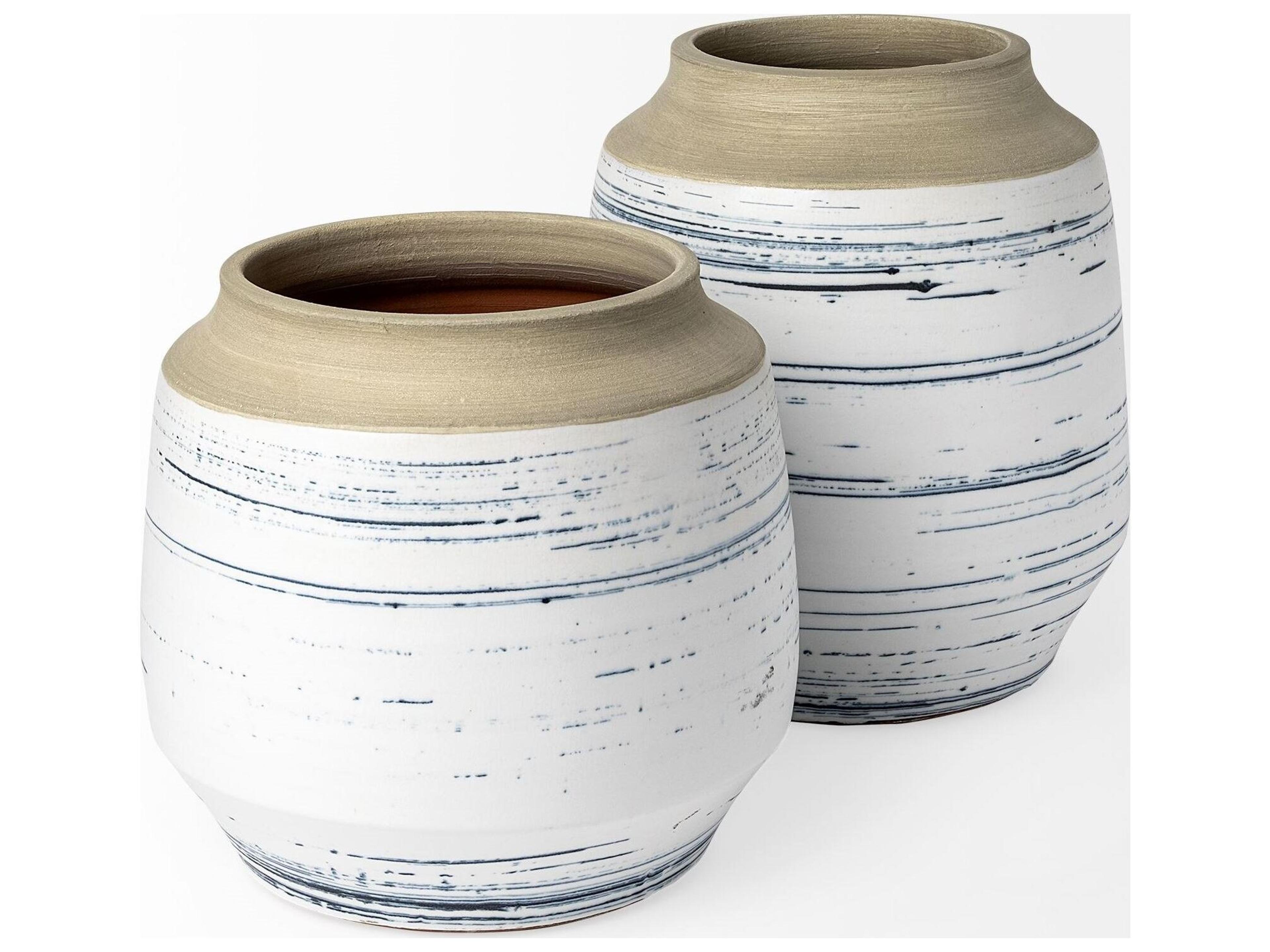 Mercana Sonnett Tall White/Blue Ceramic Vase