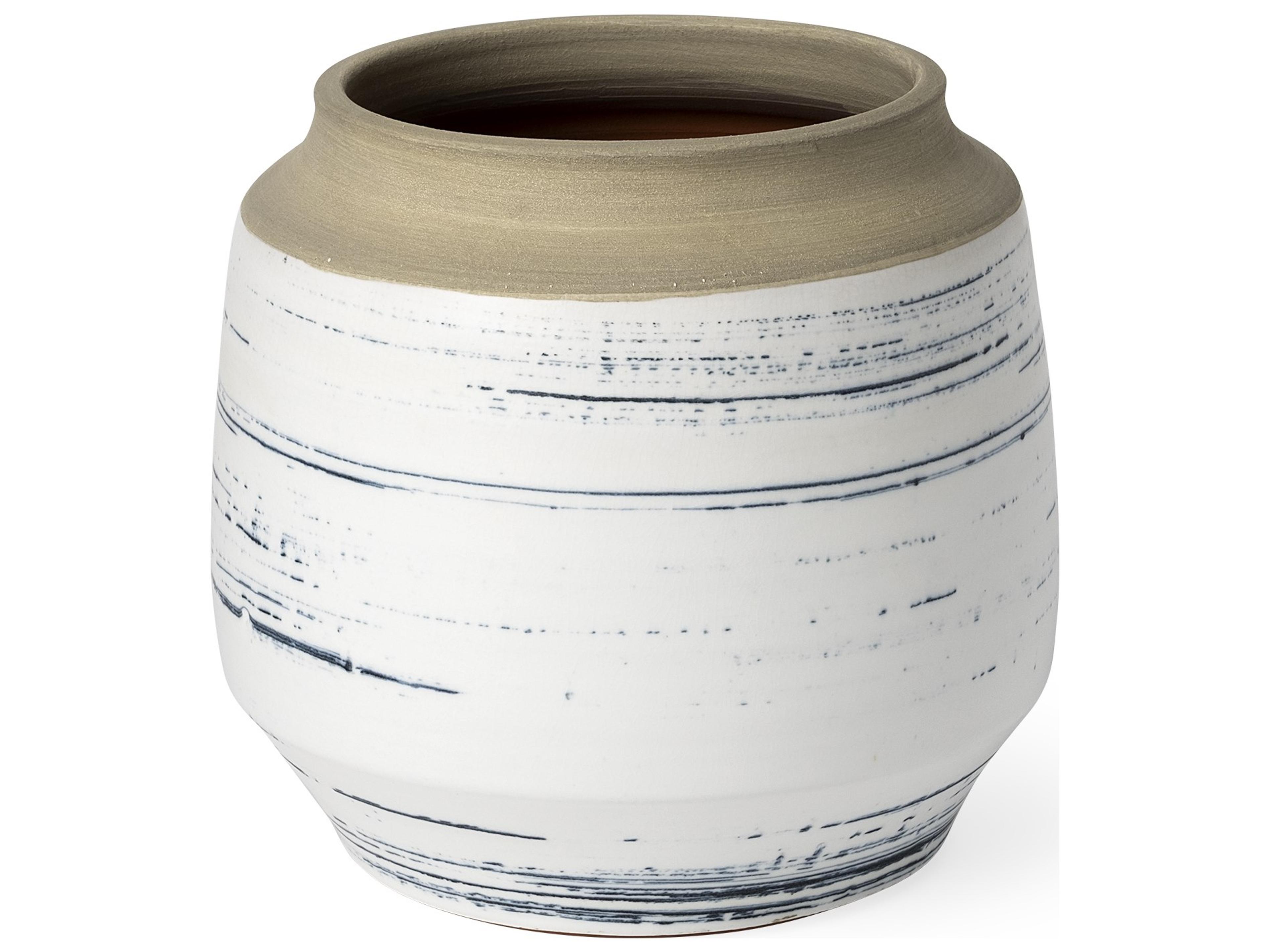 Sonnett Short White/Blue Ceramic Vase