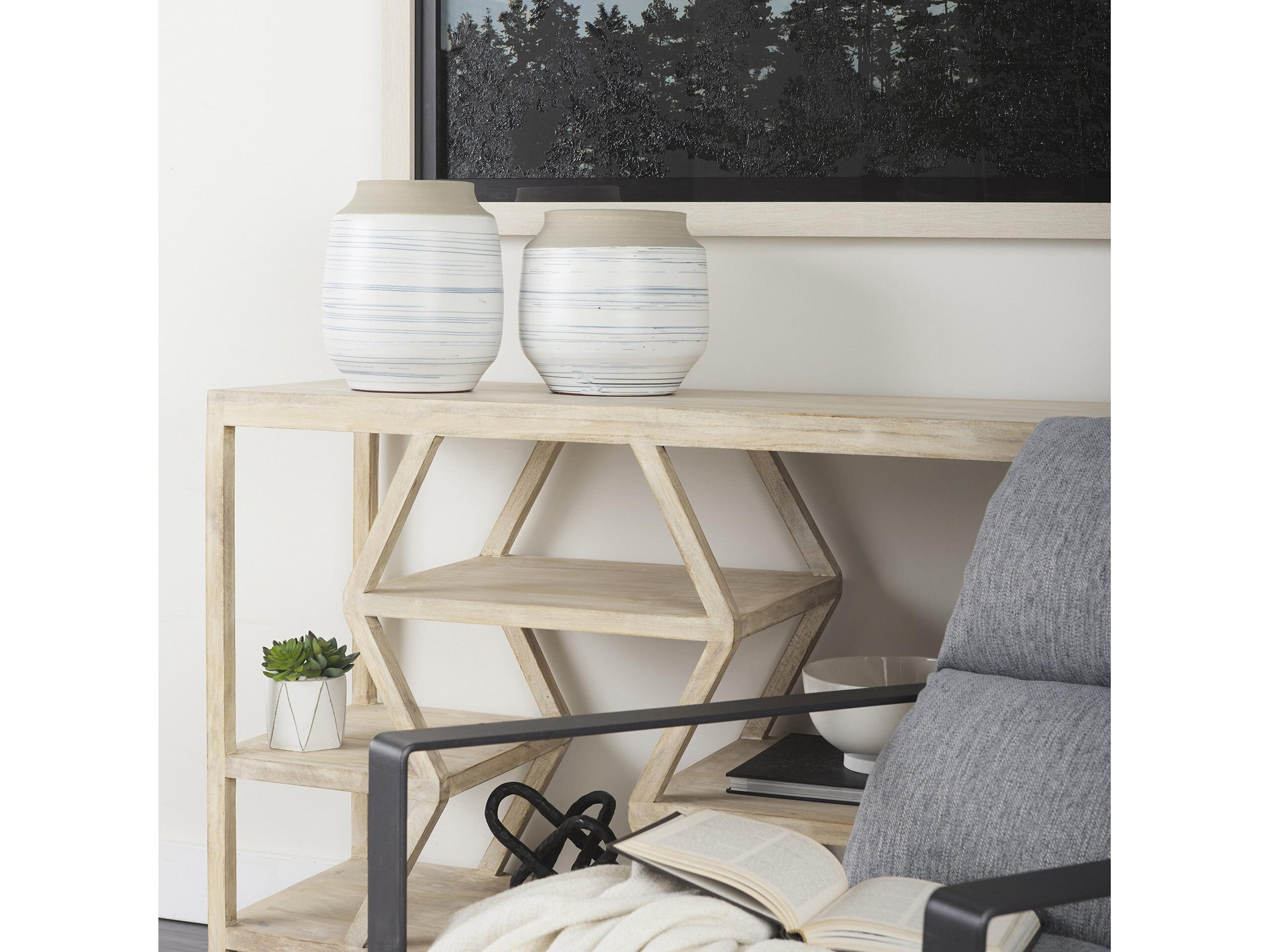 Mercana Sonnett Short White/Blue Ceramic Vase