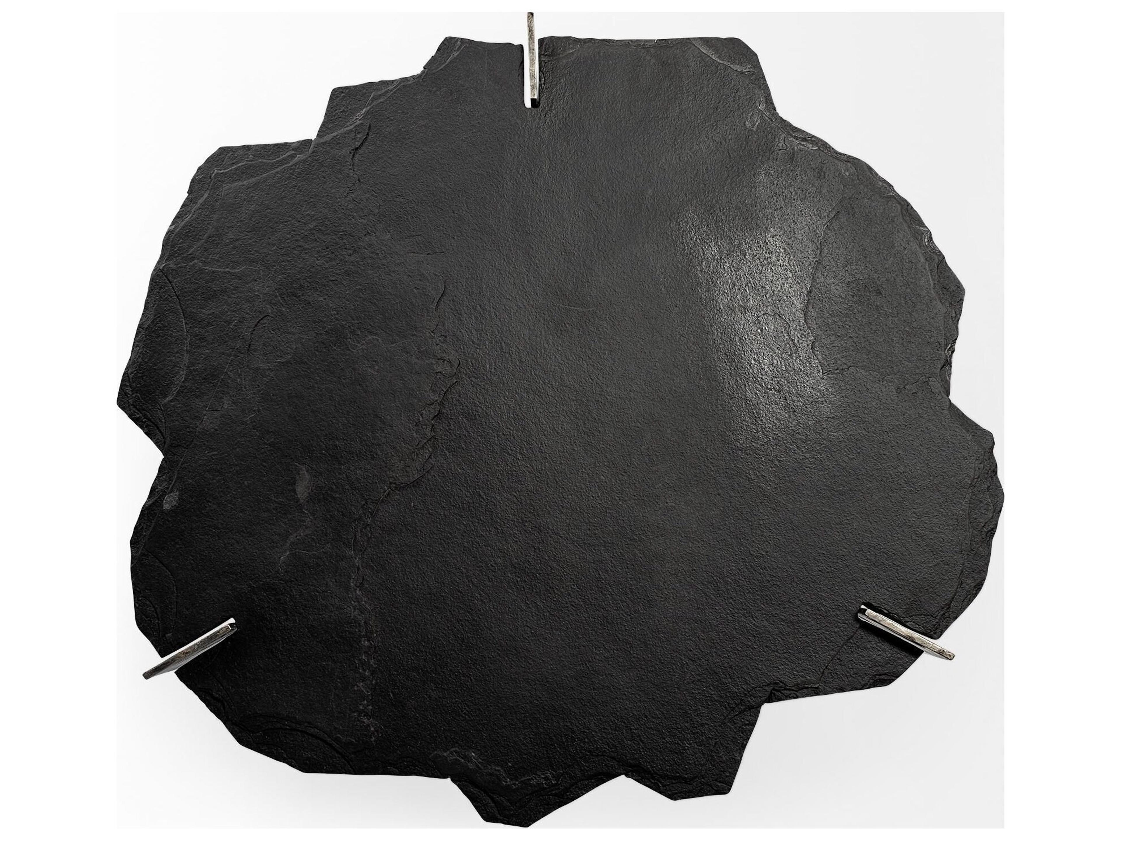 Mercana Shale 37" Irregular Live-Edge Black Slate w/Flat Iron Base Coffee Table