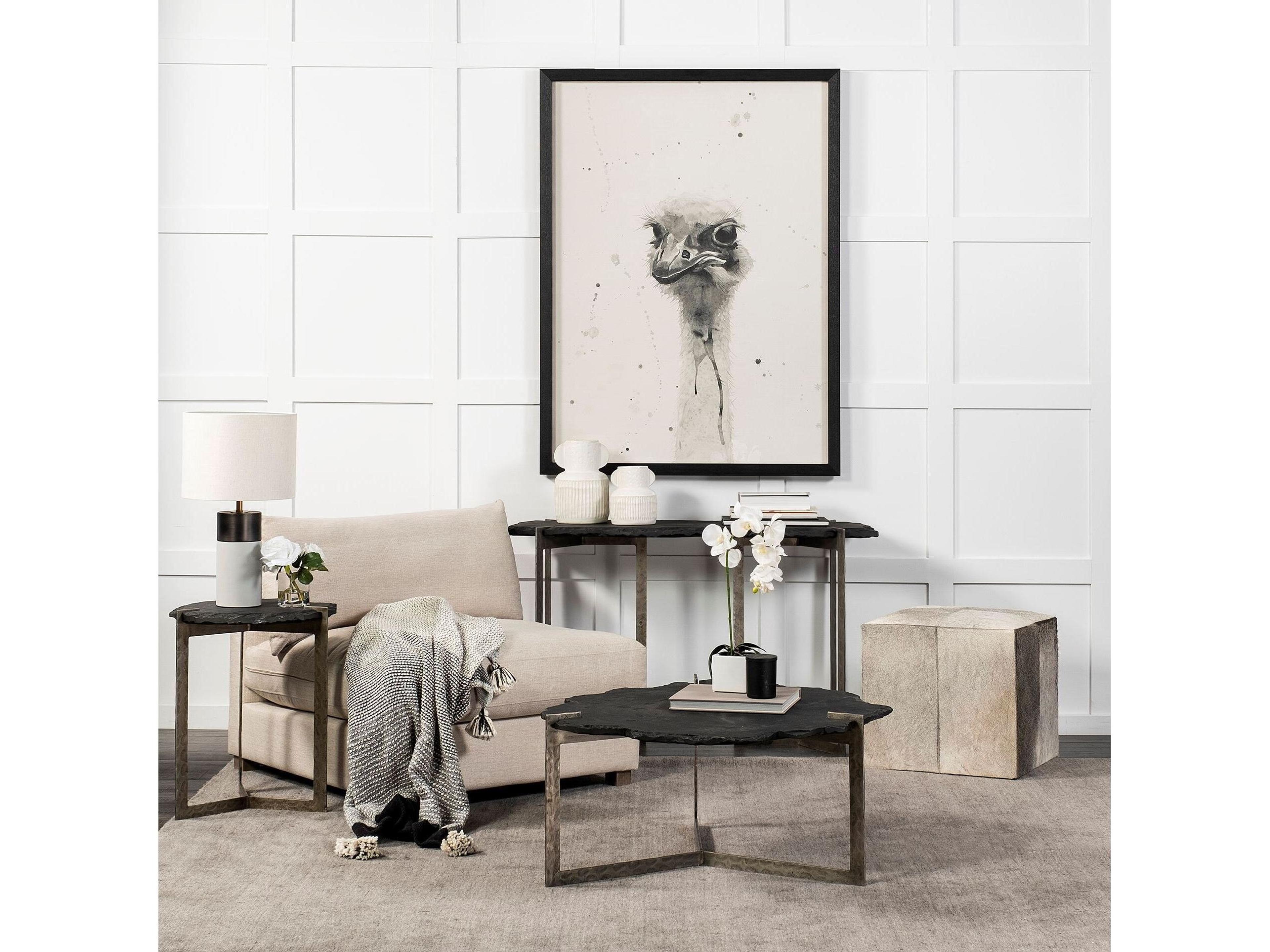 Mercana Shale III 50L x 20W Black Live-Edge Slate and Iron Console Table