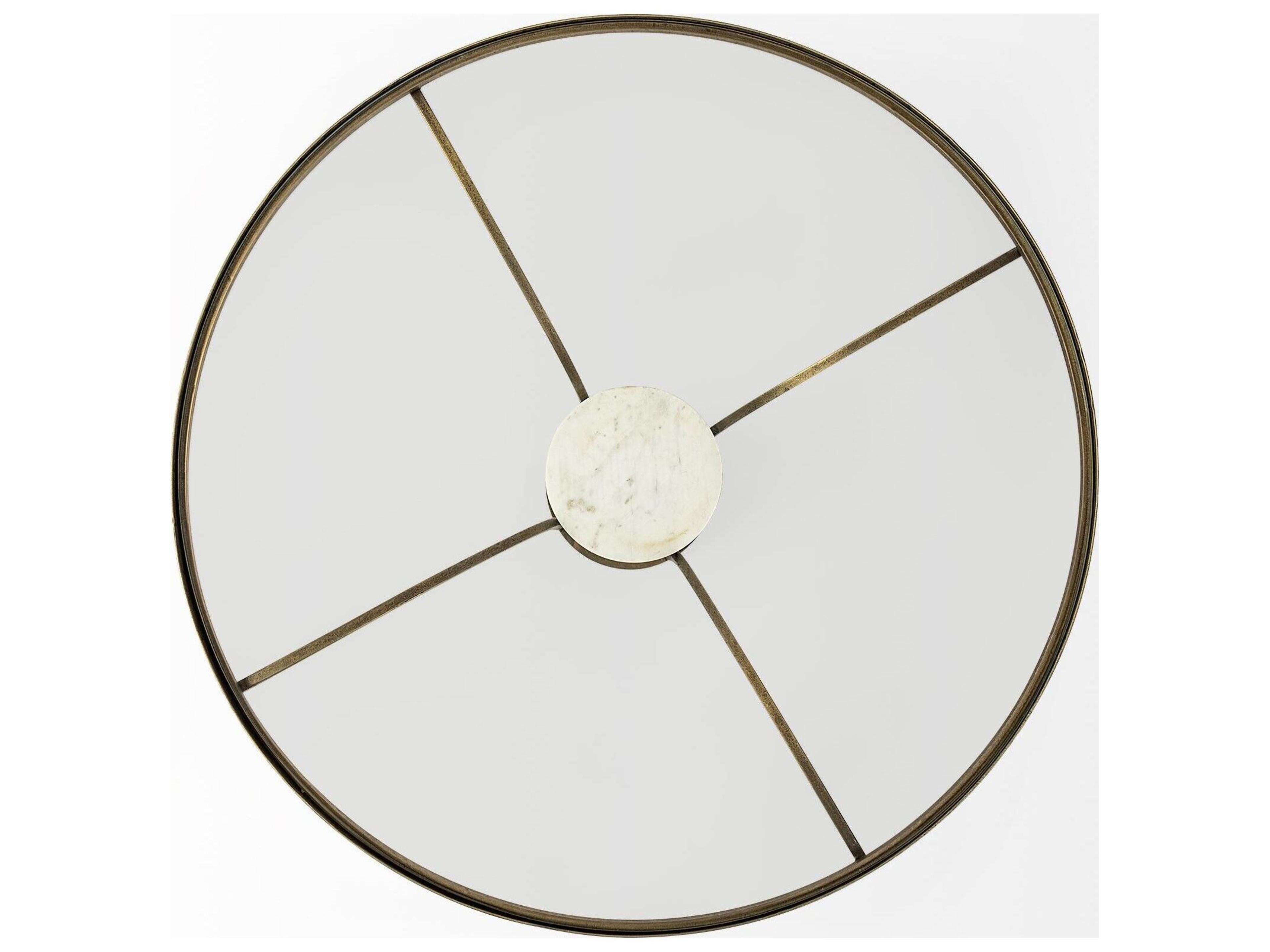 Mercana Jacinta 36" Round Glass Top Metal and Marble Pedestal Coffee Table