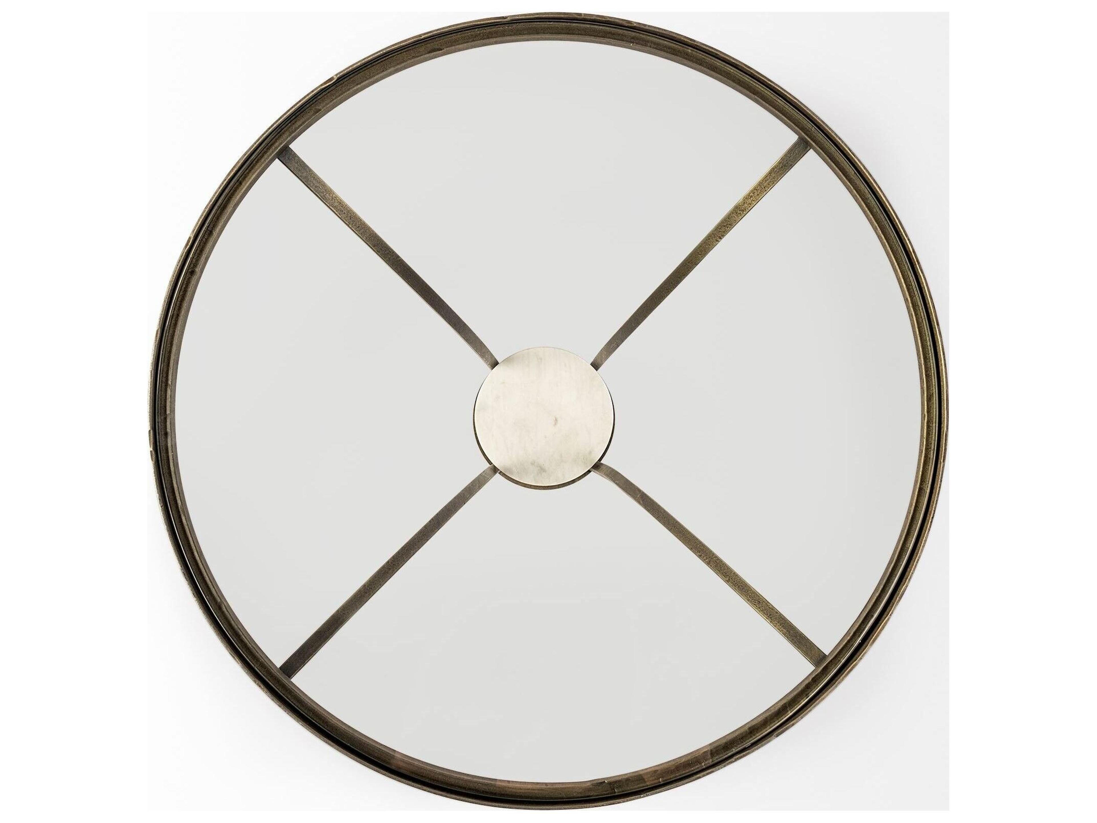 Mercana Jacinta II 21" Round Glass Top Metal and Marble Pedestal End/Side Table