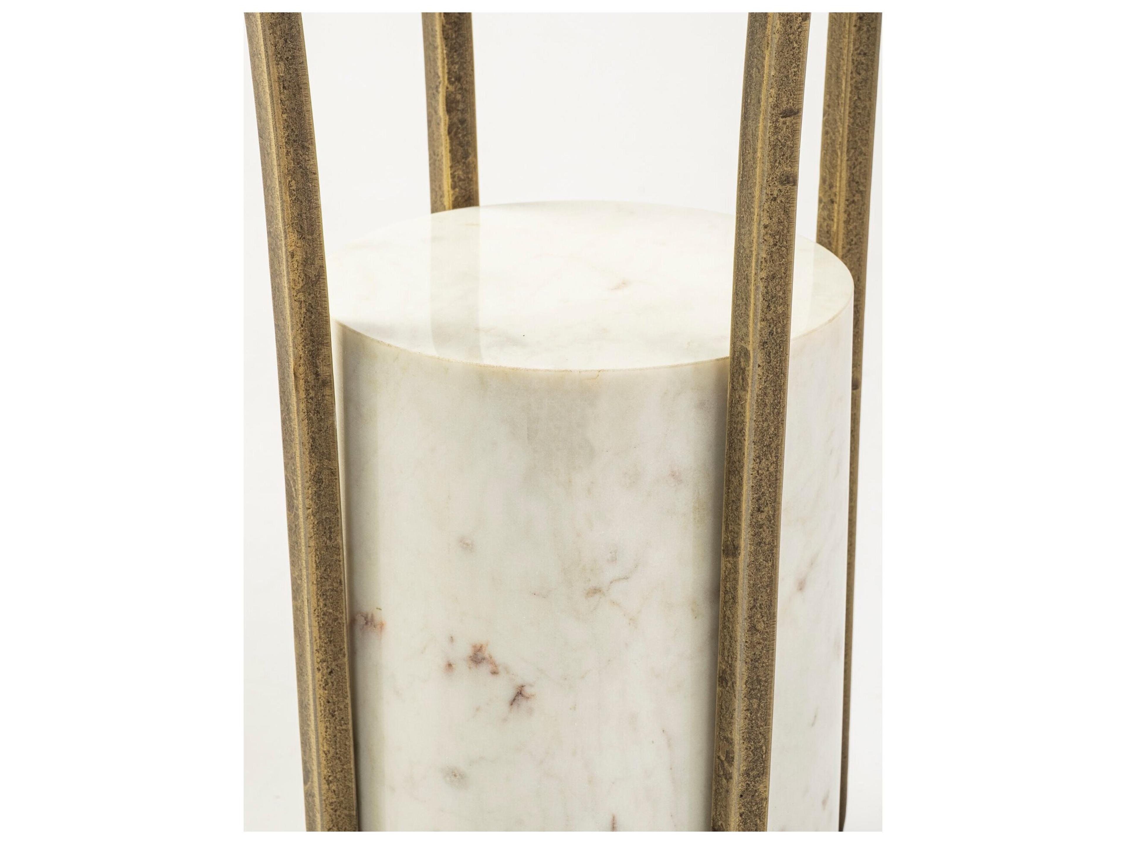 Mercana Jacinta II 21" Round Glass Top Metal and Marble Pedestal End/Side Table