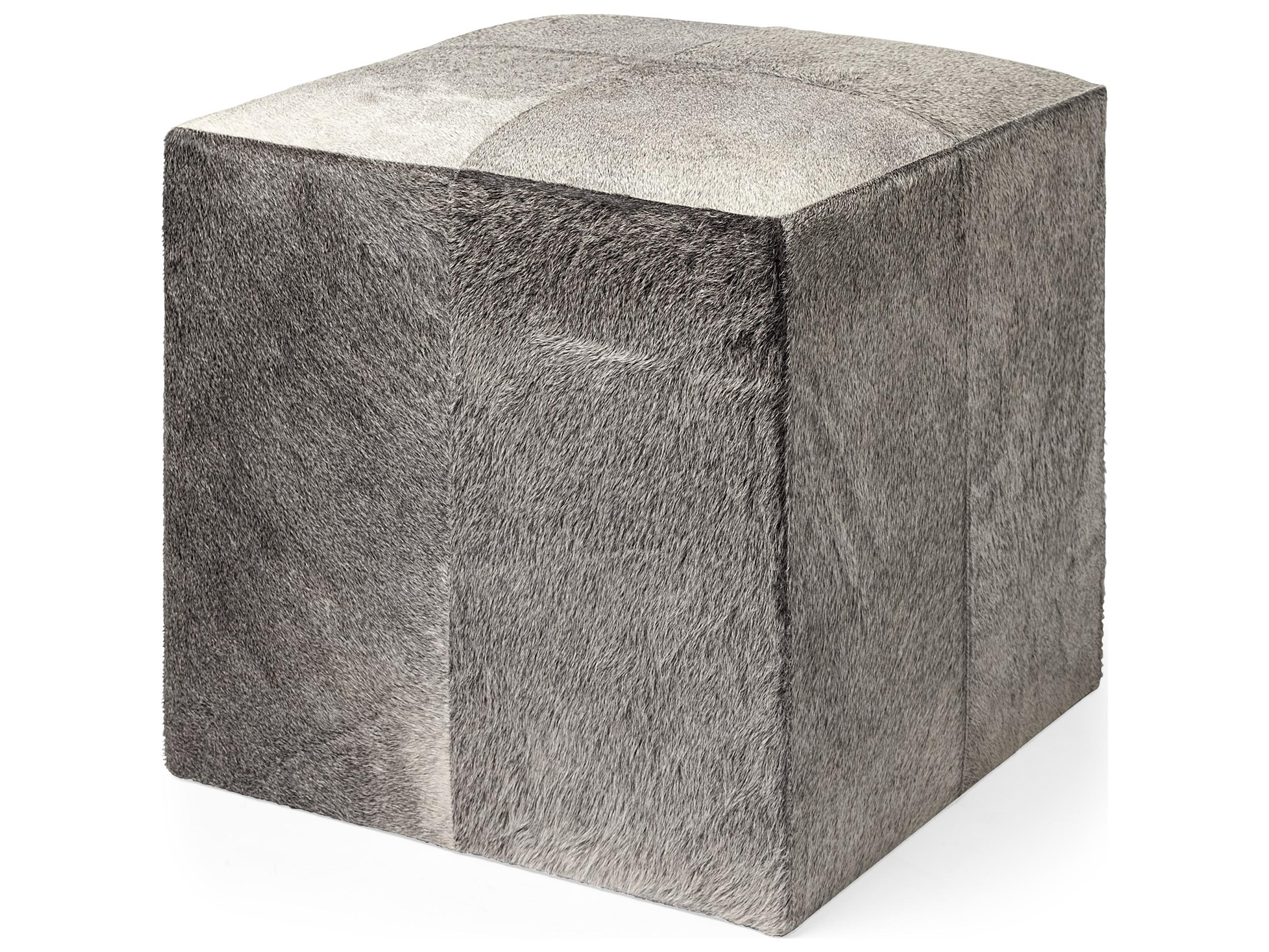 Zahavi I 20" Grey-toned hair-on-hide ottoman
