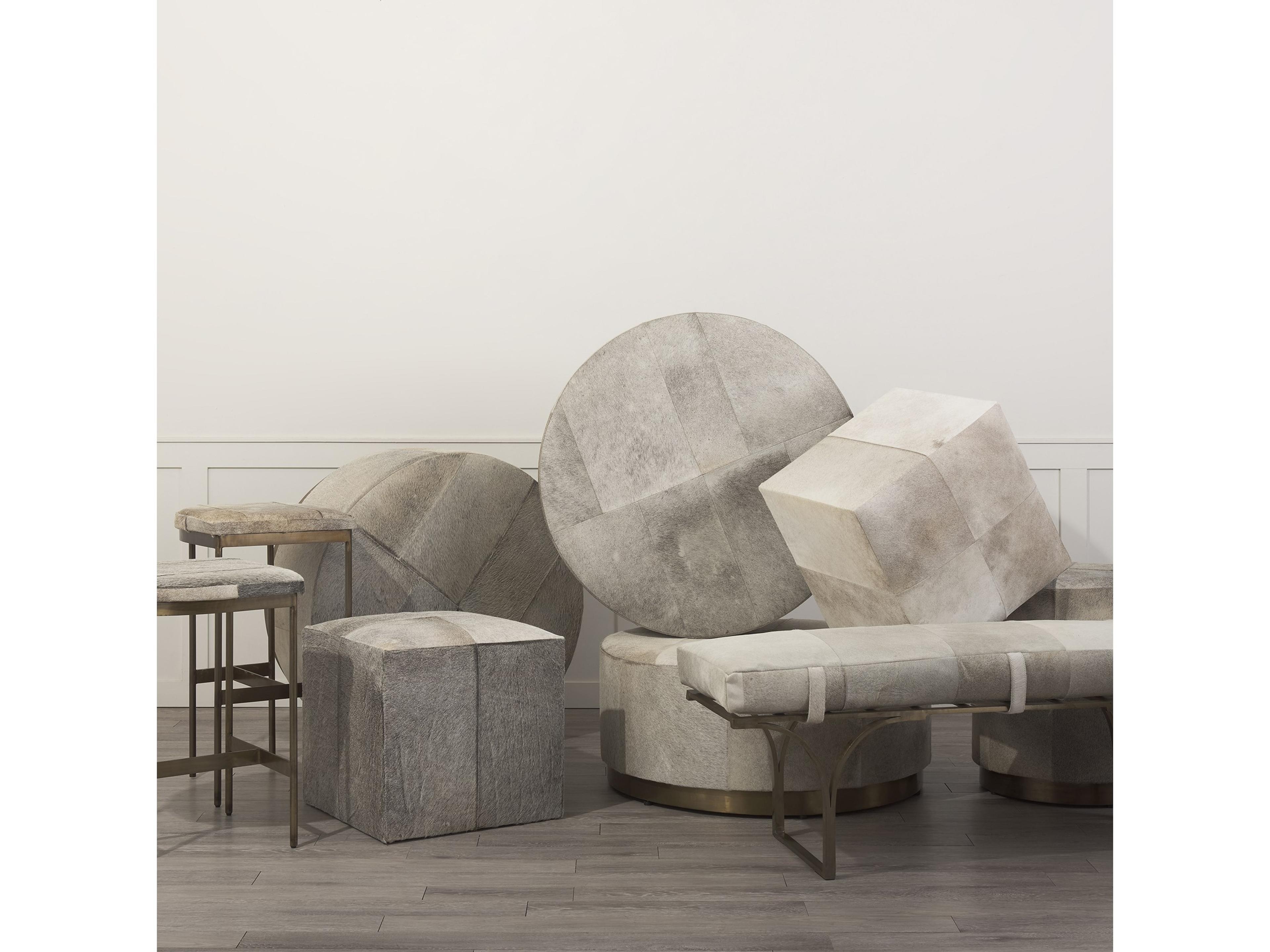 Mercana Zahavi I 20" Grey-toned hair-on-hide ottoman