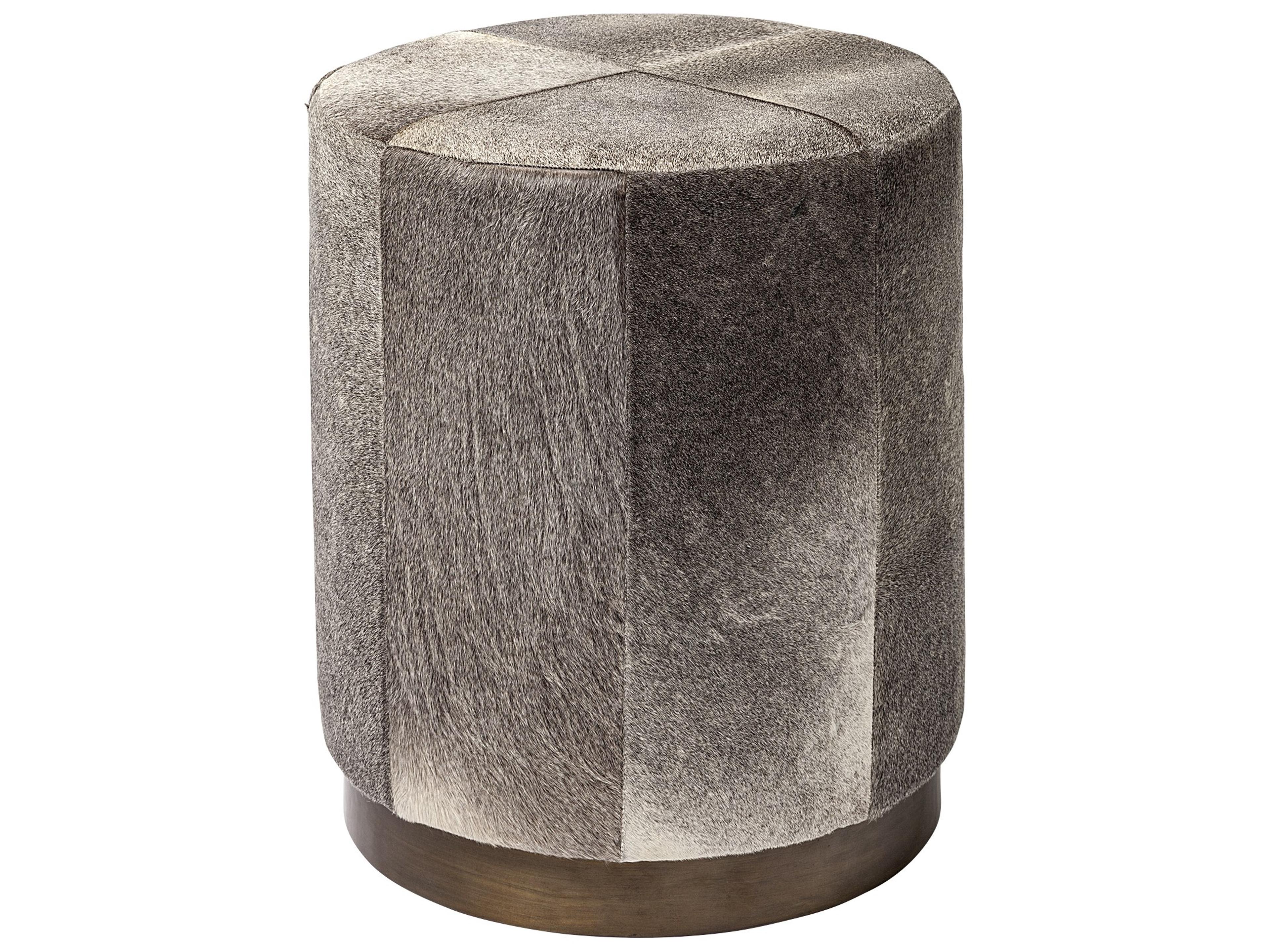 Zahavi I 23"H grey-toned hair-on-hide ottoman