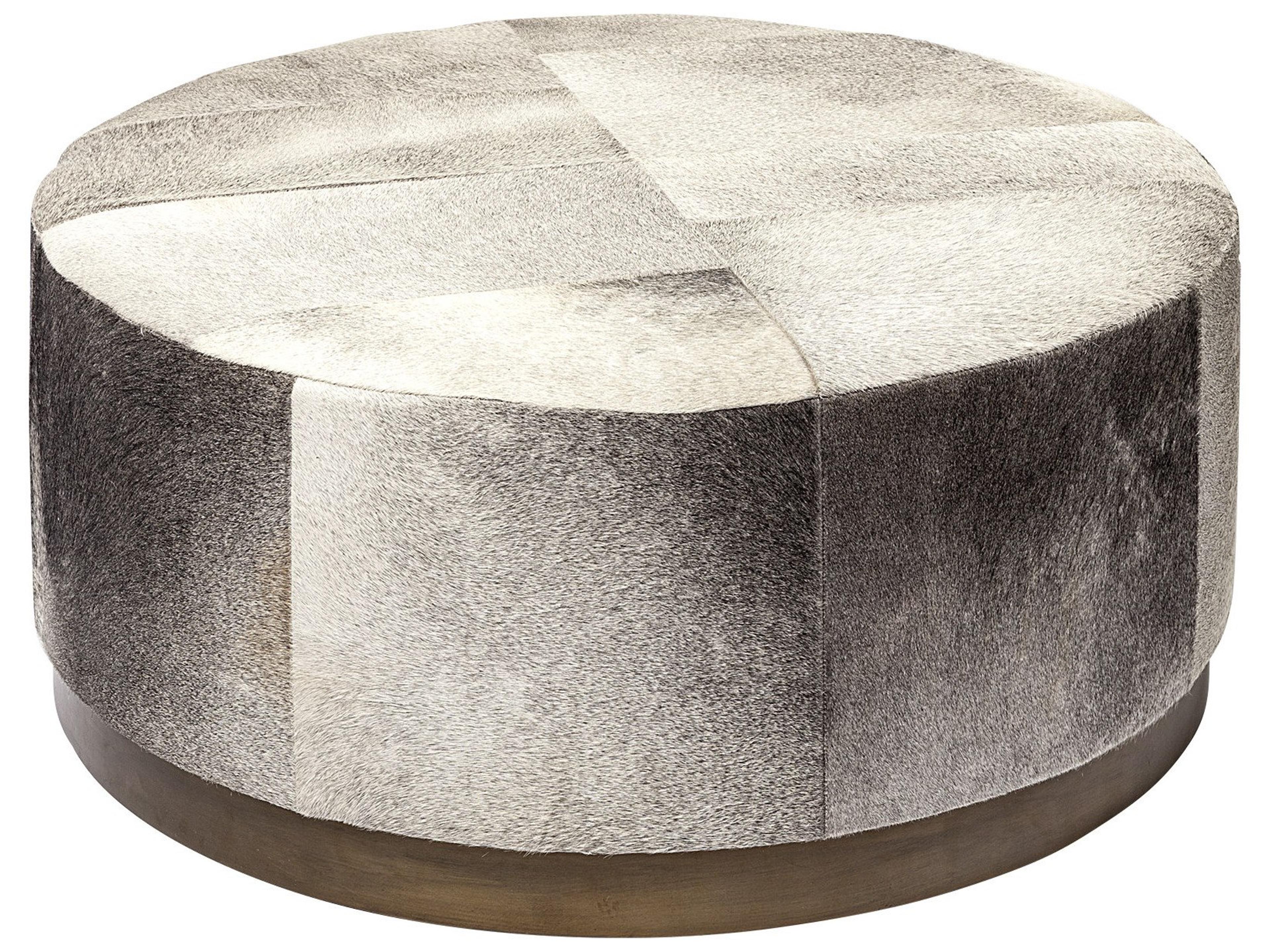 Zahavi 36" Gray Hair-On-hide W/Metal Base Ottoman