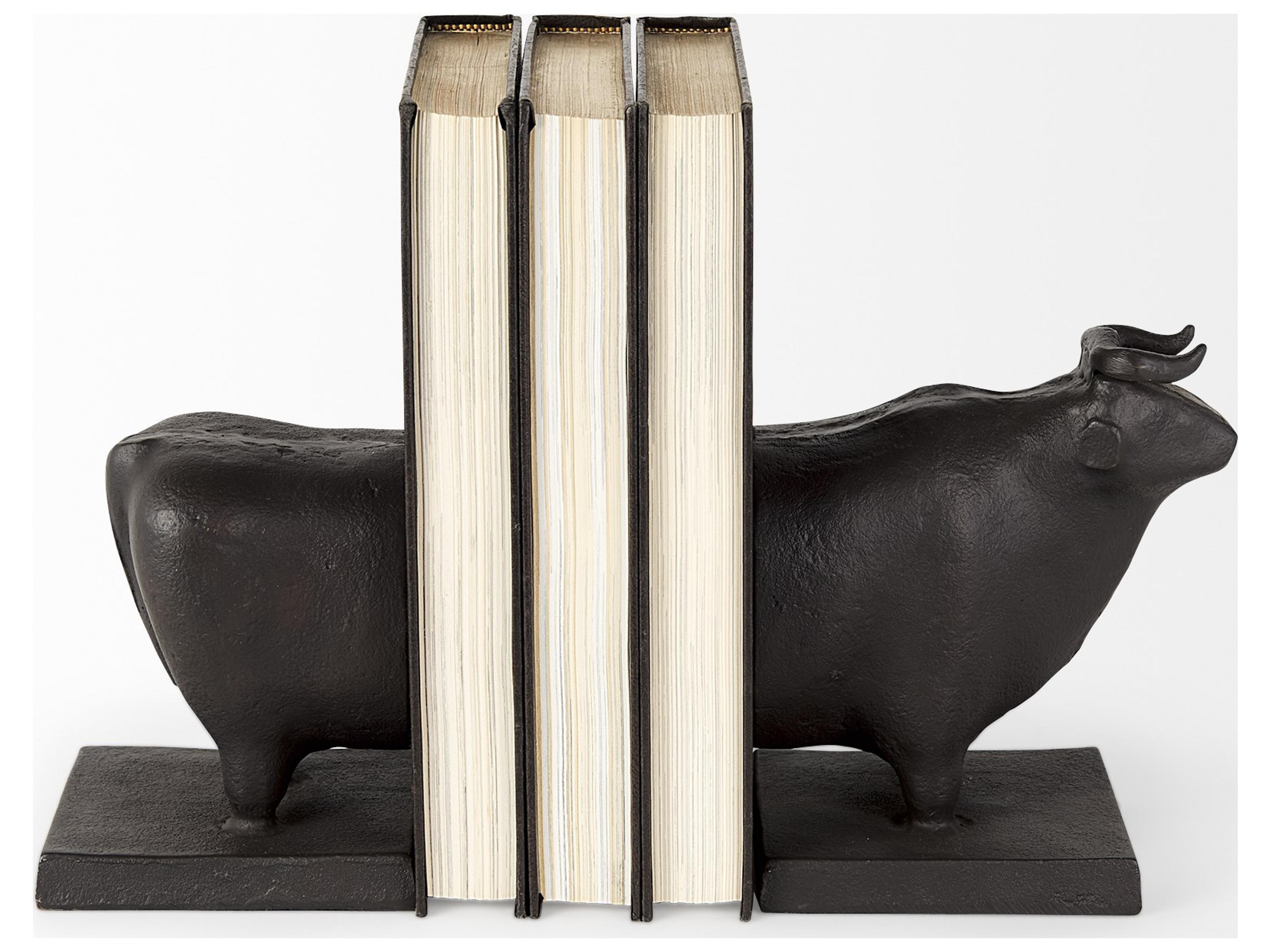 Mercana Taurus III (Set of 2) 9L x 4W Black Cast Aluminum Bull Bookends