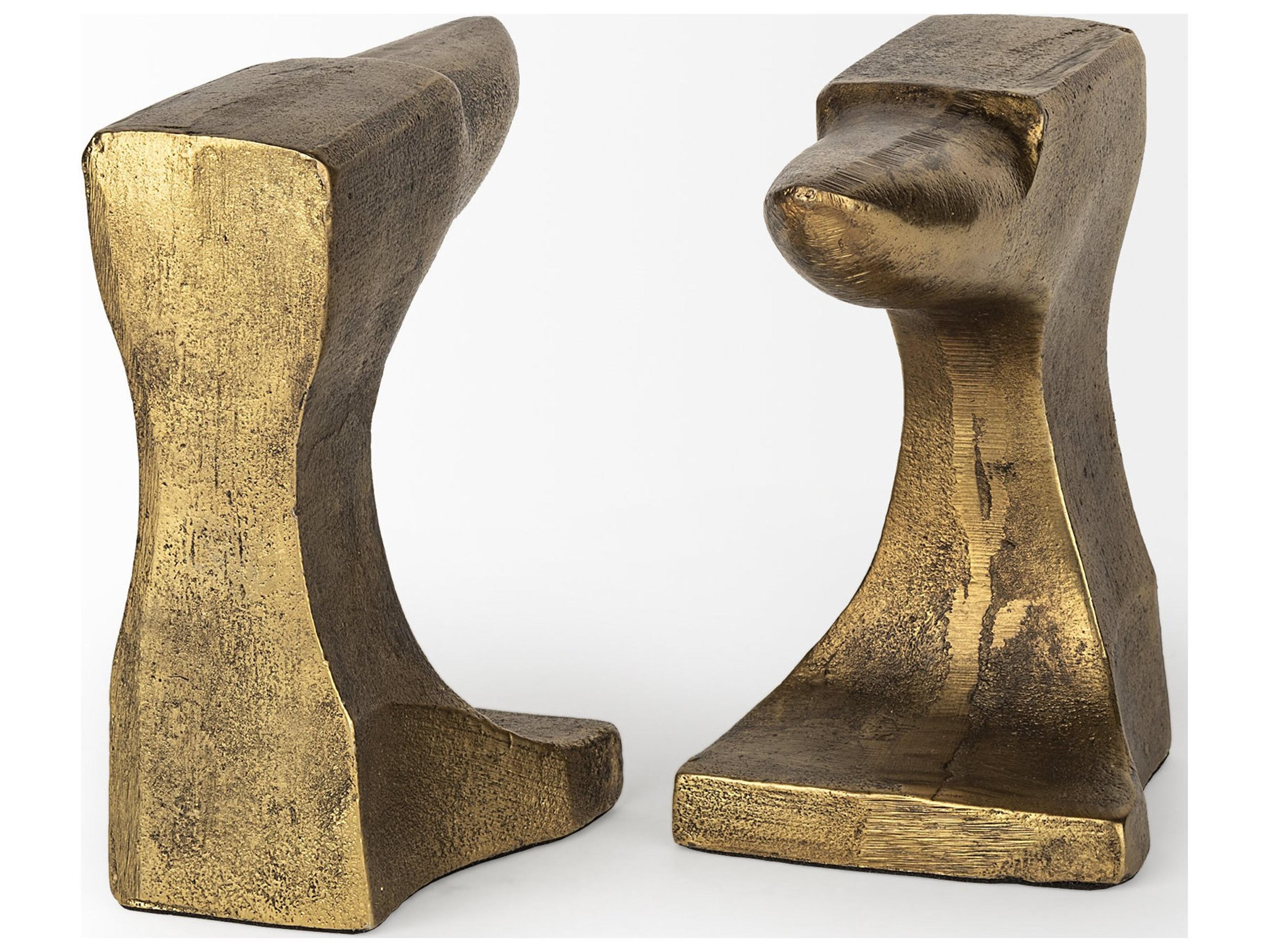 Mercana Anvilia (Set of 2) 12L x 3W Gold Anvil Shaped Bookends