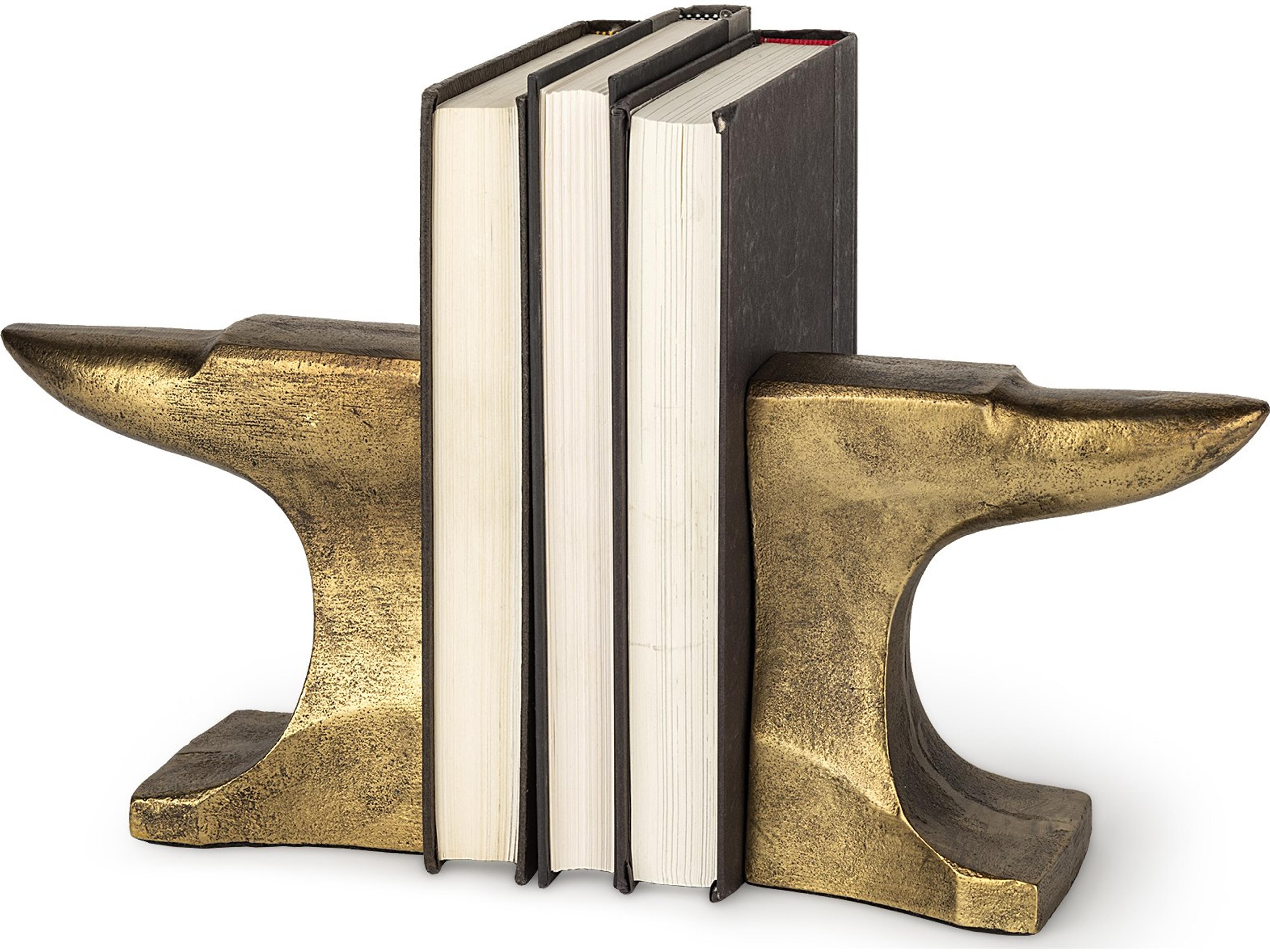 Anvilia (Set of 2) 12L x 3W Gold Anvil Shaped Bookends