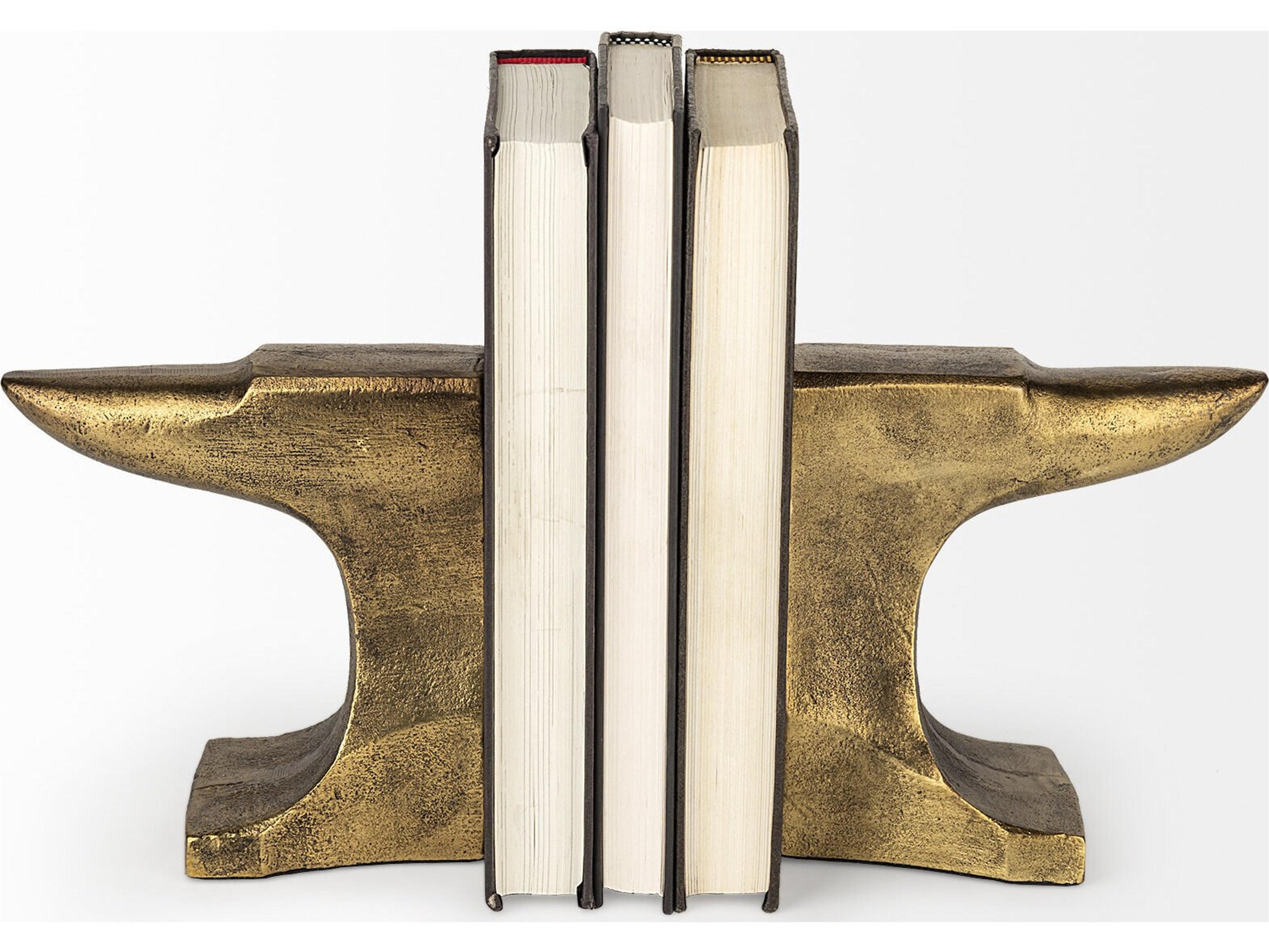 Mercana Anvilia (Set of 2) 12L x 3W Gold Anvil Shaped Bookends