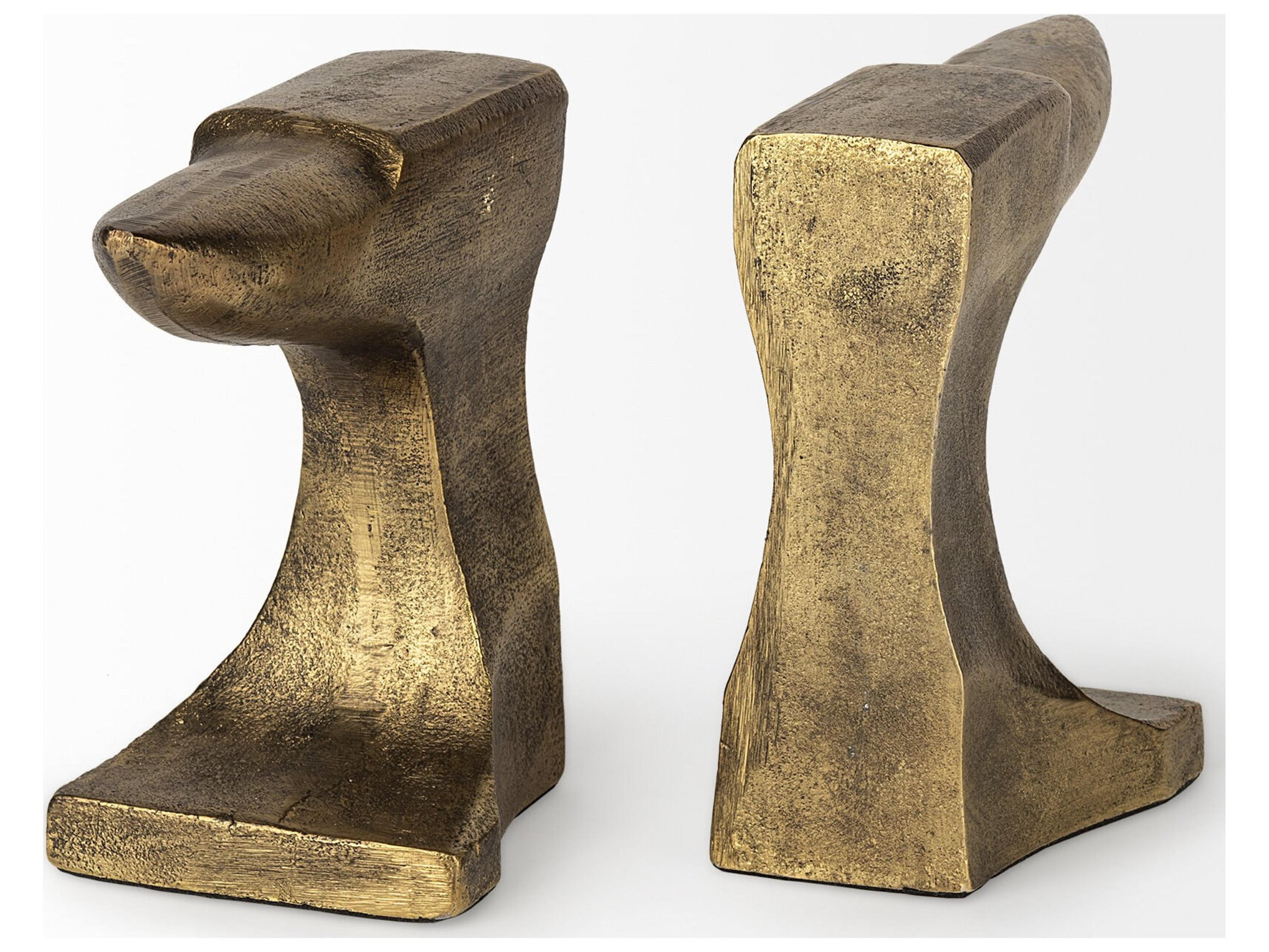 Mercana Anvilia (Set of 2) 12L x 3W Gold Anvil Shaped Bookends