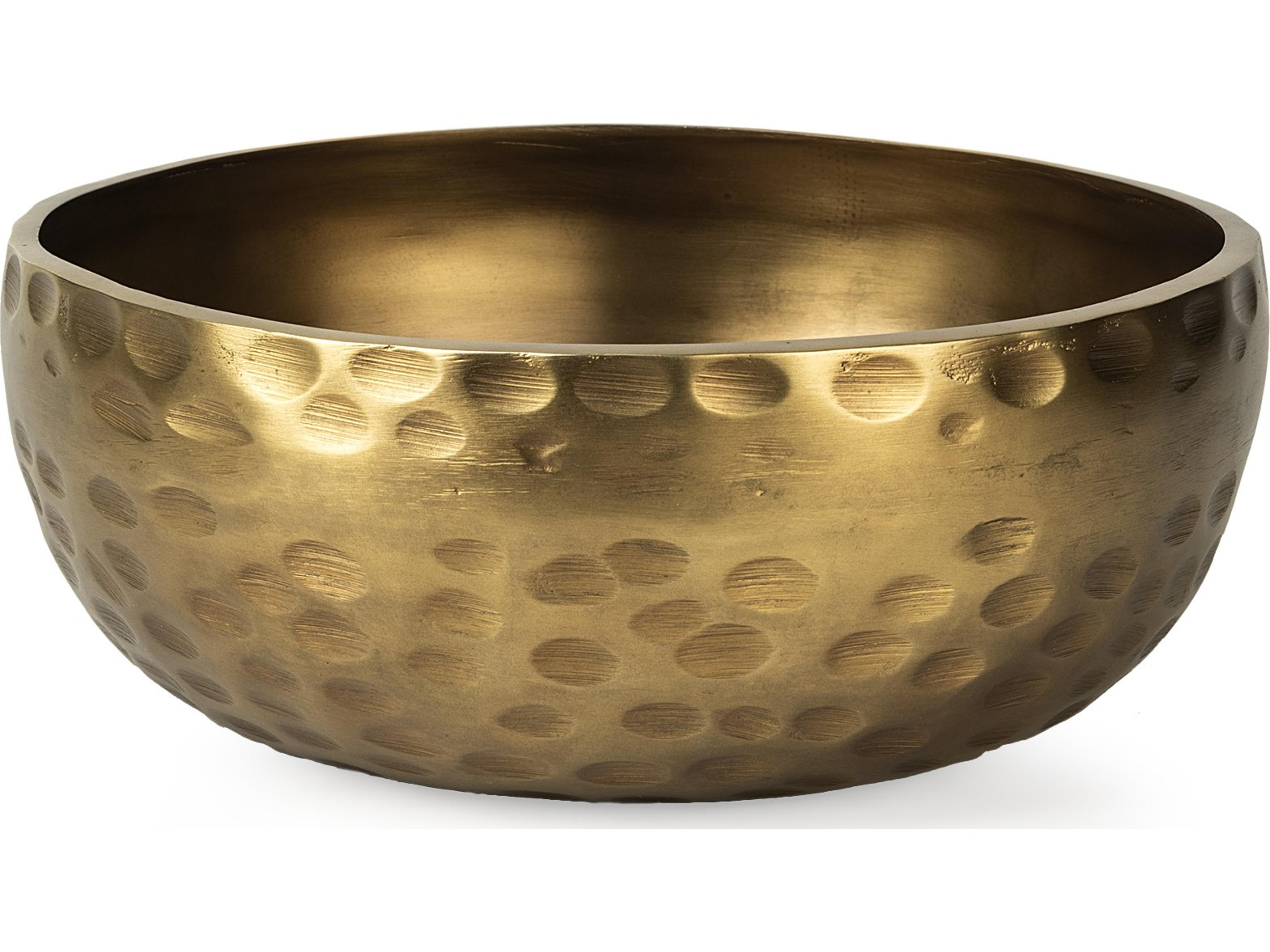 Mercana Karmel 12L x 12W Gold Hammered Aluminum Bowl