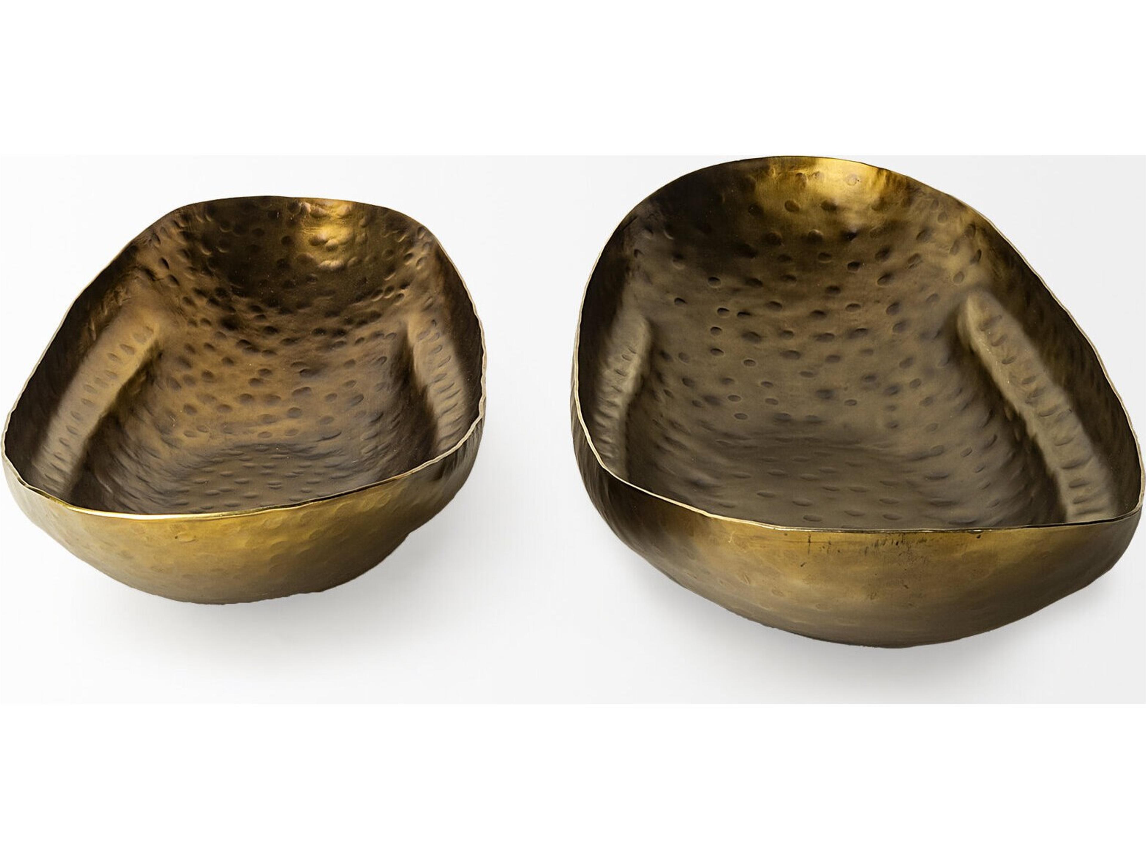 Mercana Karmen (Set of 2) Gold Hammered Oversized Bowls