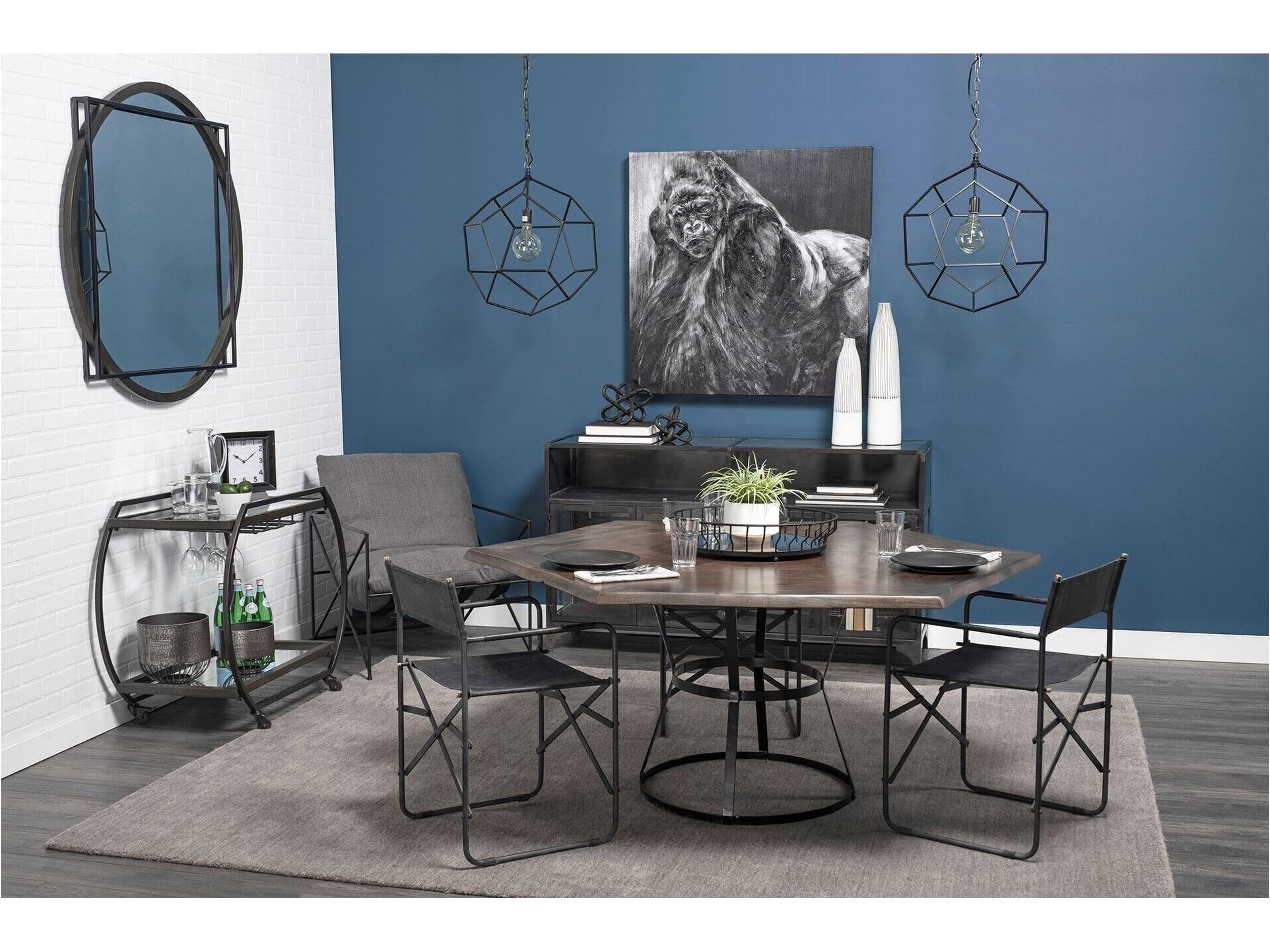 Mercana Chriselle Black Metal And Glass Two Tier Bar Cart