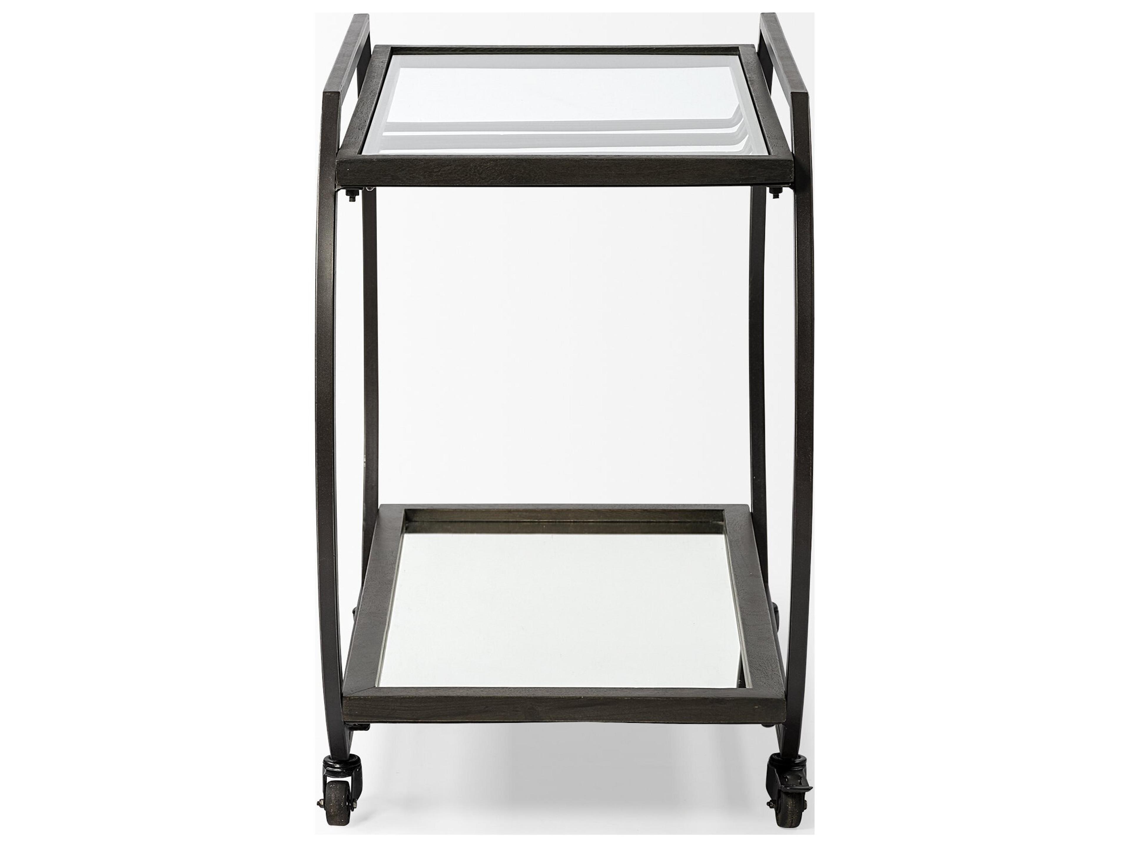 Mercana Chriselle Black Metal And Glass Two Tier Bar Cart