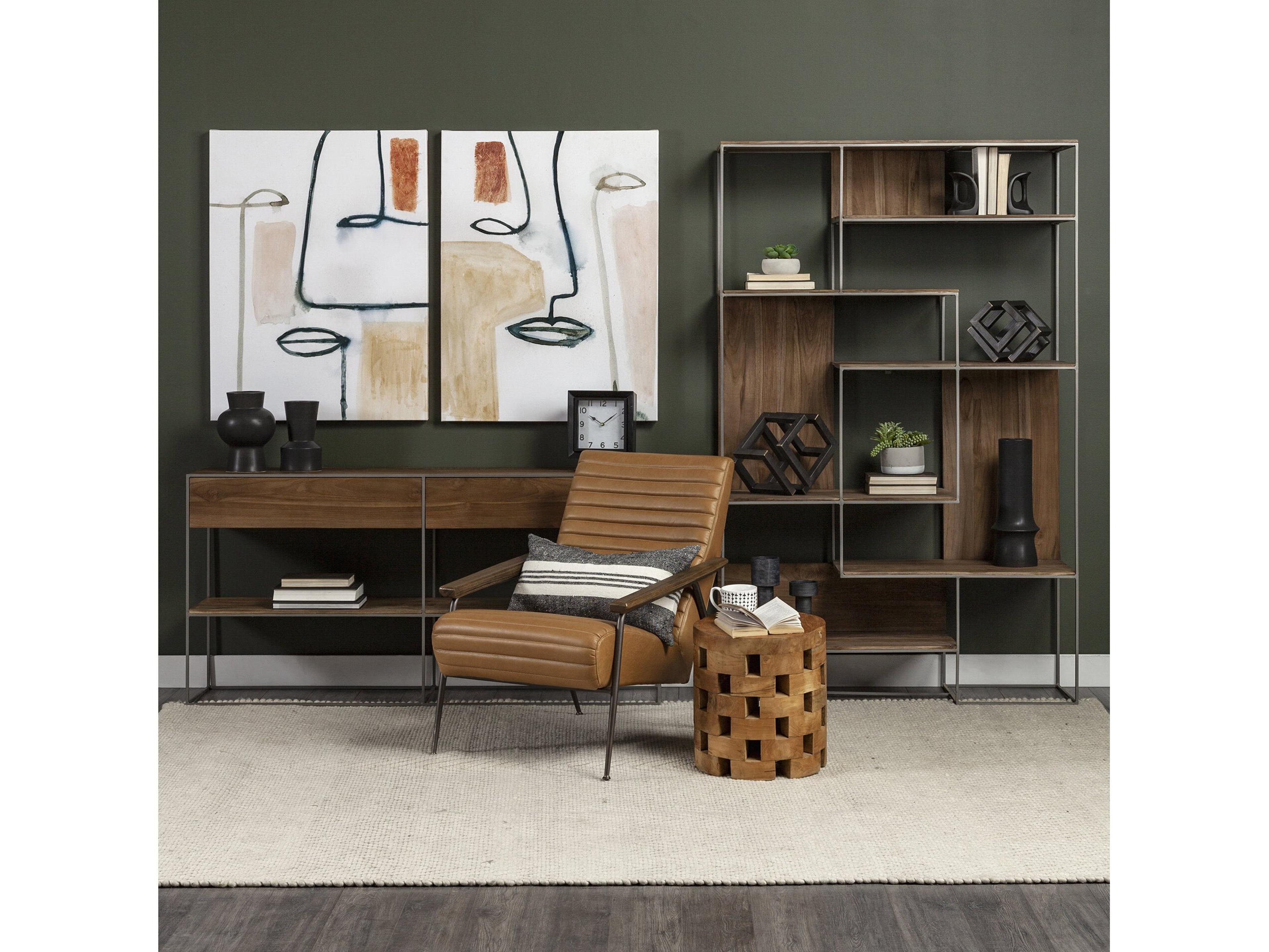 Mercana Morris III 47.25 X 15 X 75.5  Brown Wood and Silver Metal Frame 6 Shelf Shelving Unit