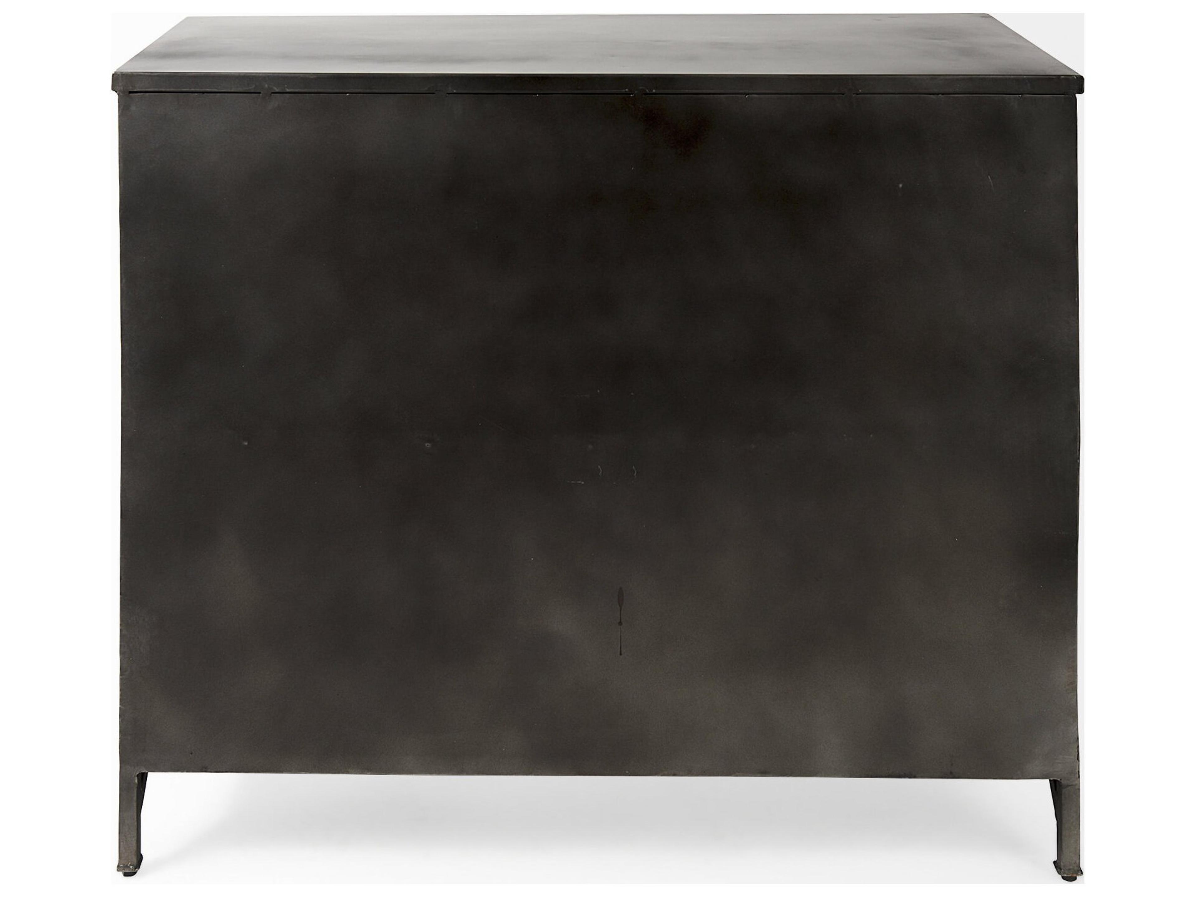 Mercana Poppy III 40L x 16W Black Metal With Glass Door Accent Cabinet