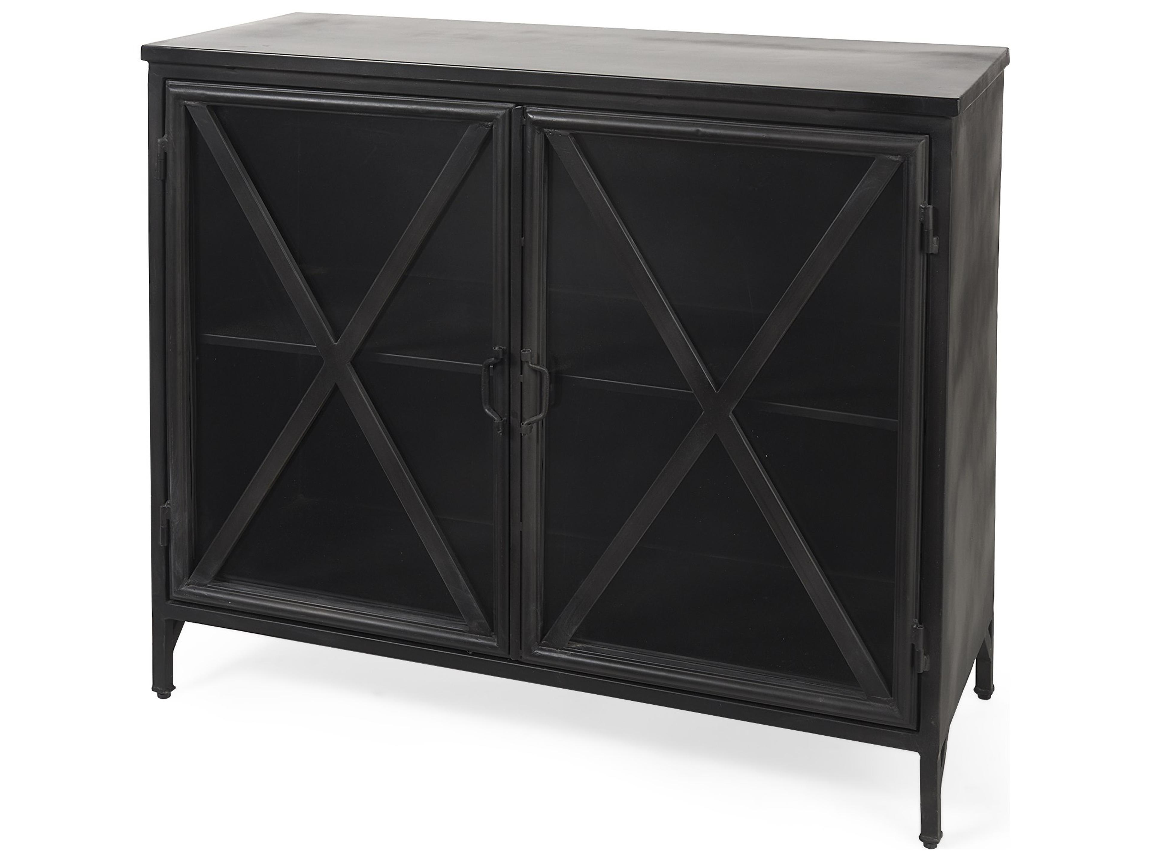 Poppy III 40L x 16W Black Metal With Glass Door Accent Cabinet