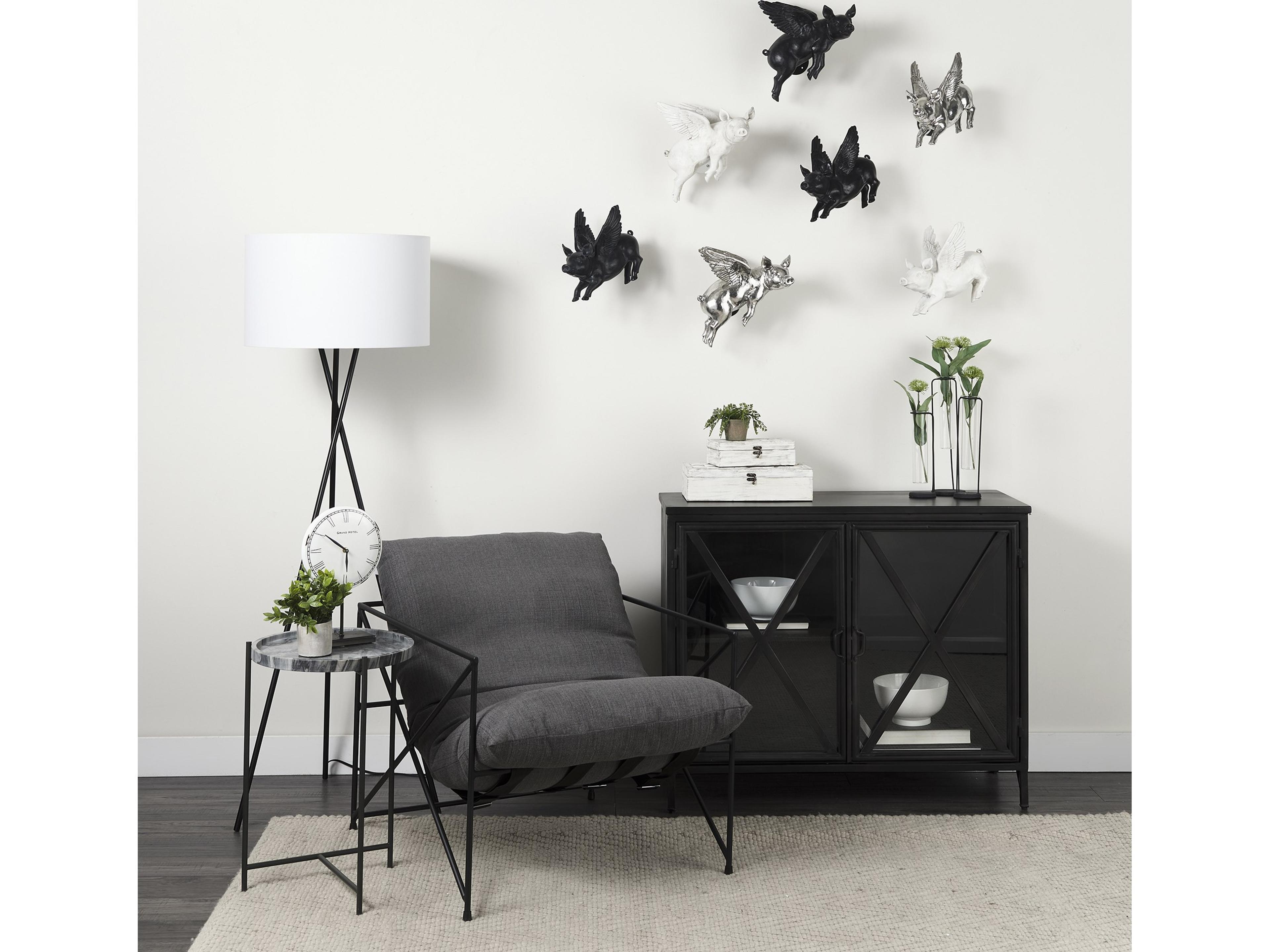 Mercana Poppy III 40L x 16W Black Metal With Glass Door Accent Cabinet