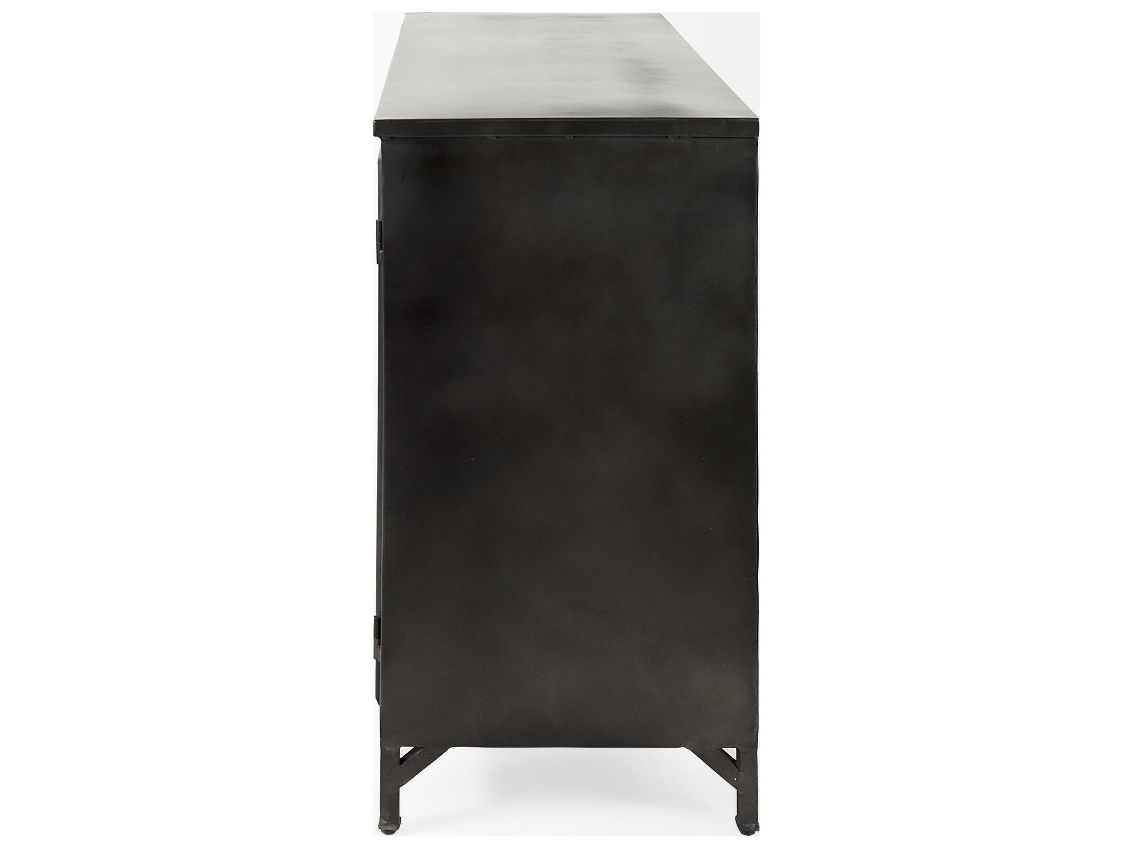 Mercana Poppy III 40L x 16W Black Metal With Glass Door Accent Cabinet