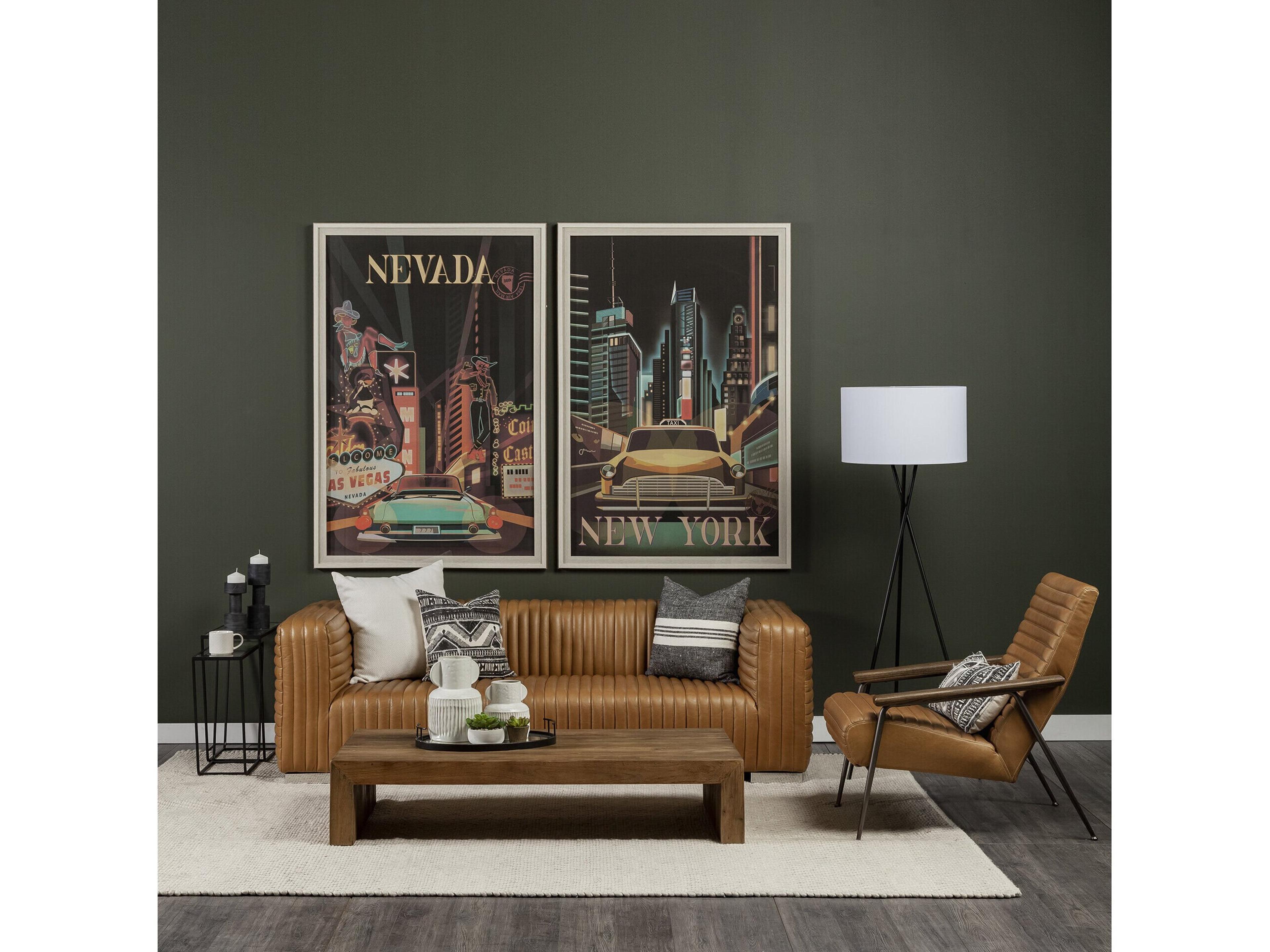 Mercana Grosjean Brown Leather Wrap Metal Frame Accent Chair