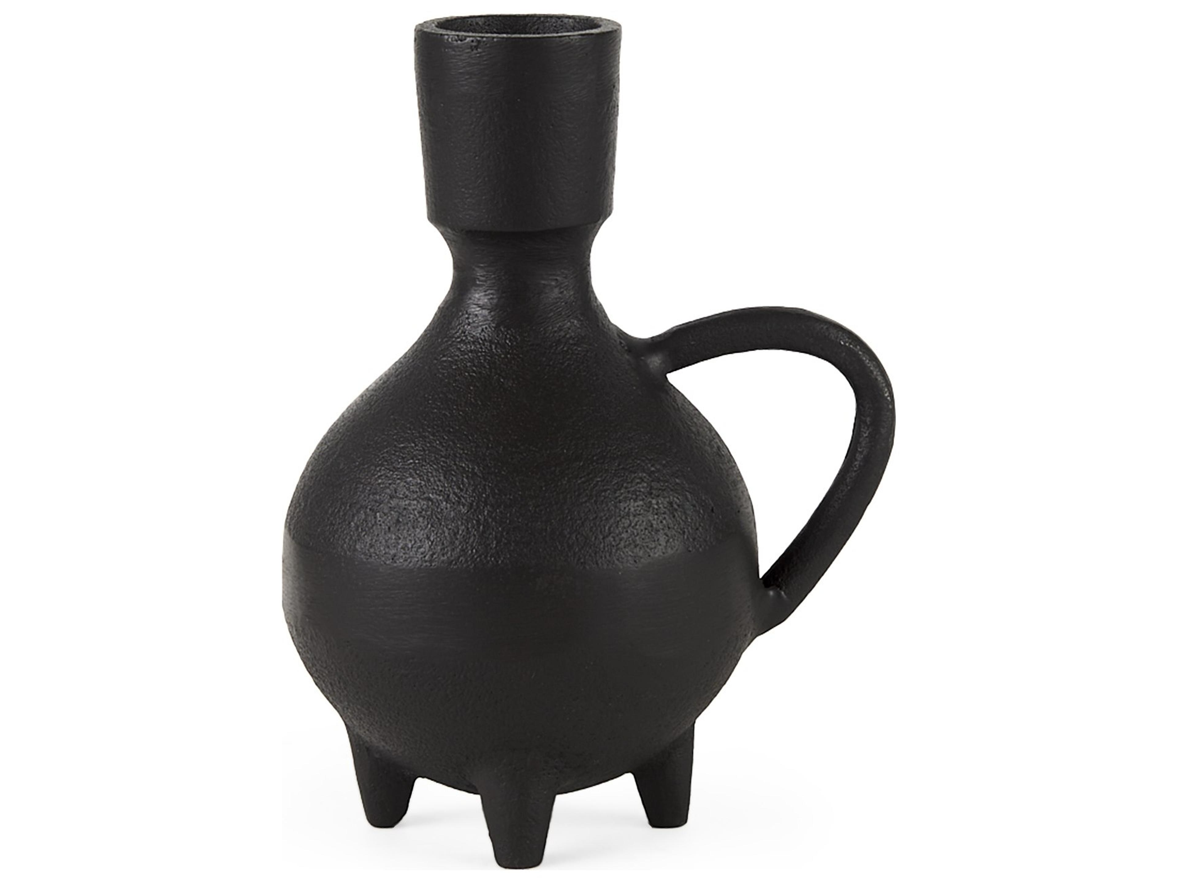 Cyrus Black Spherical Vase W/ Flute Decorative Object