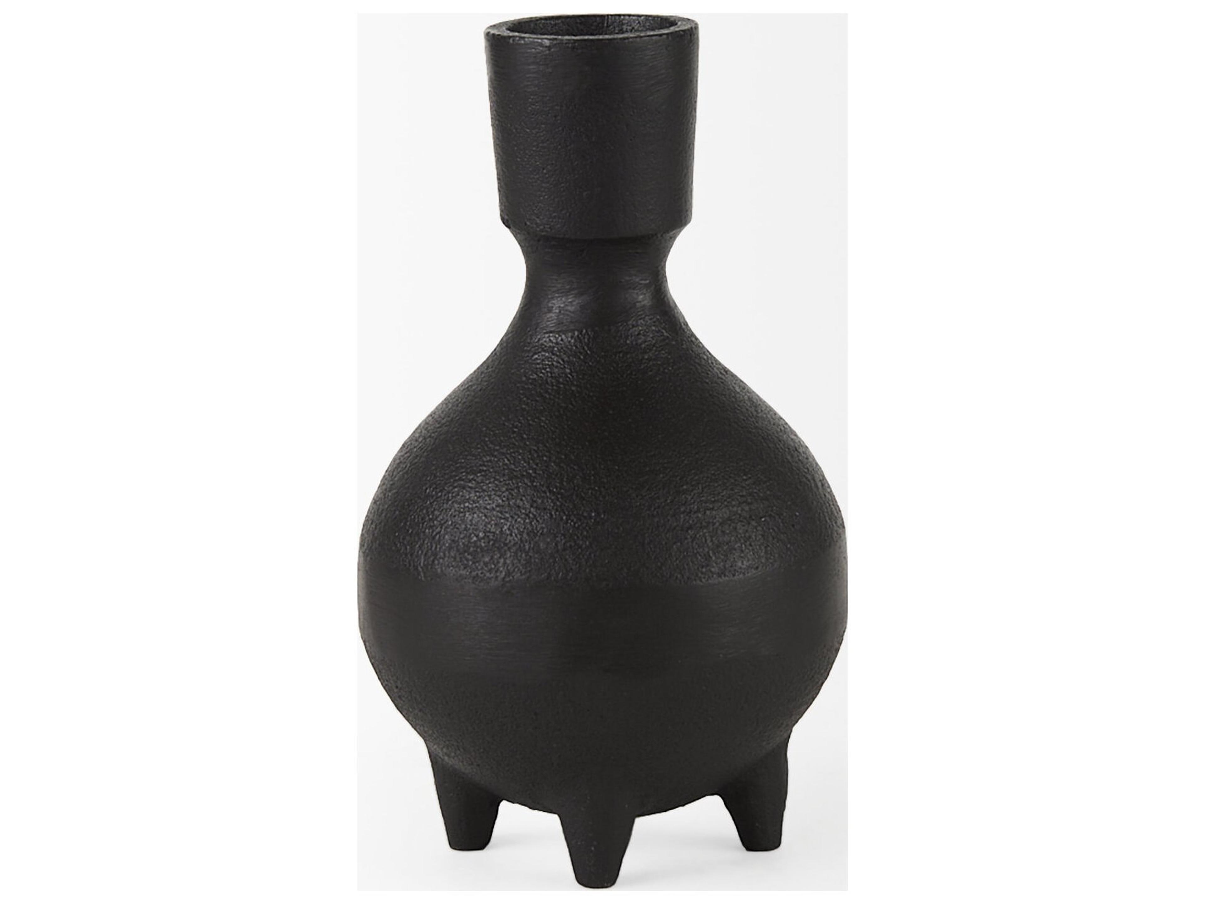 Mercana Cyrus Black Spherical Vase W/ Flute Decorative Object