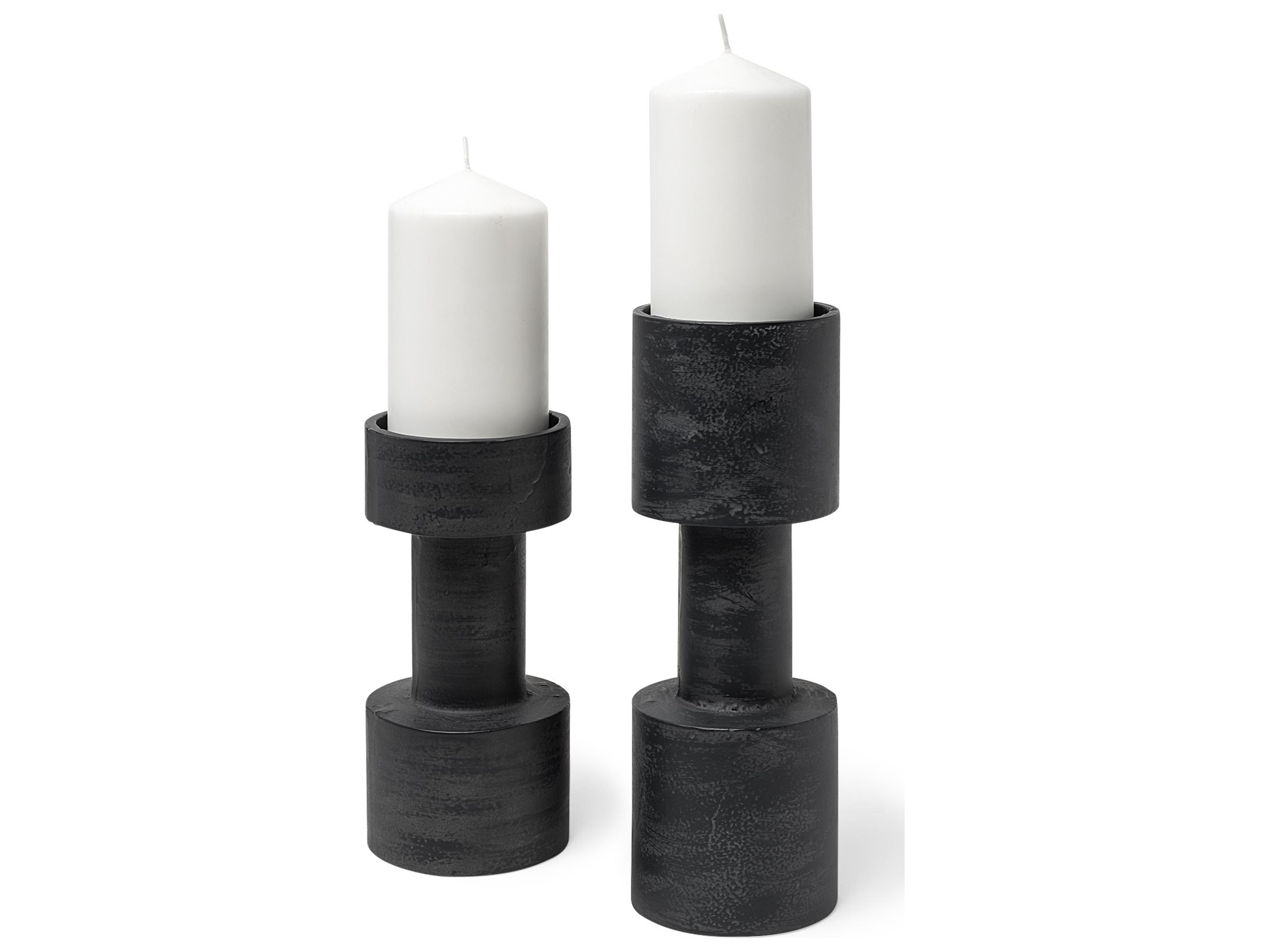 Mercana Bolton I 3.9L x 3.9W x 10.6H Black Metal Table Candle Holders