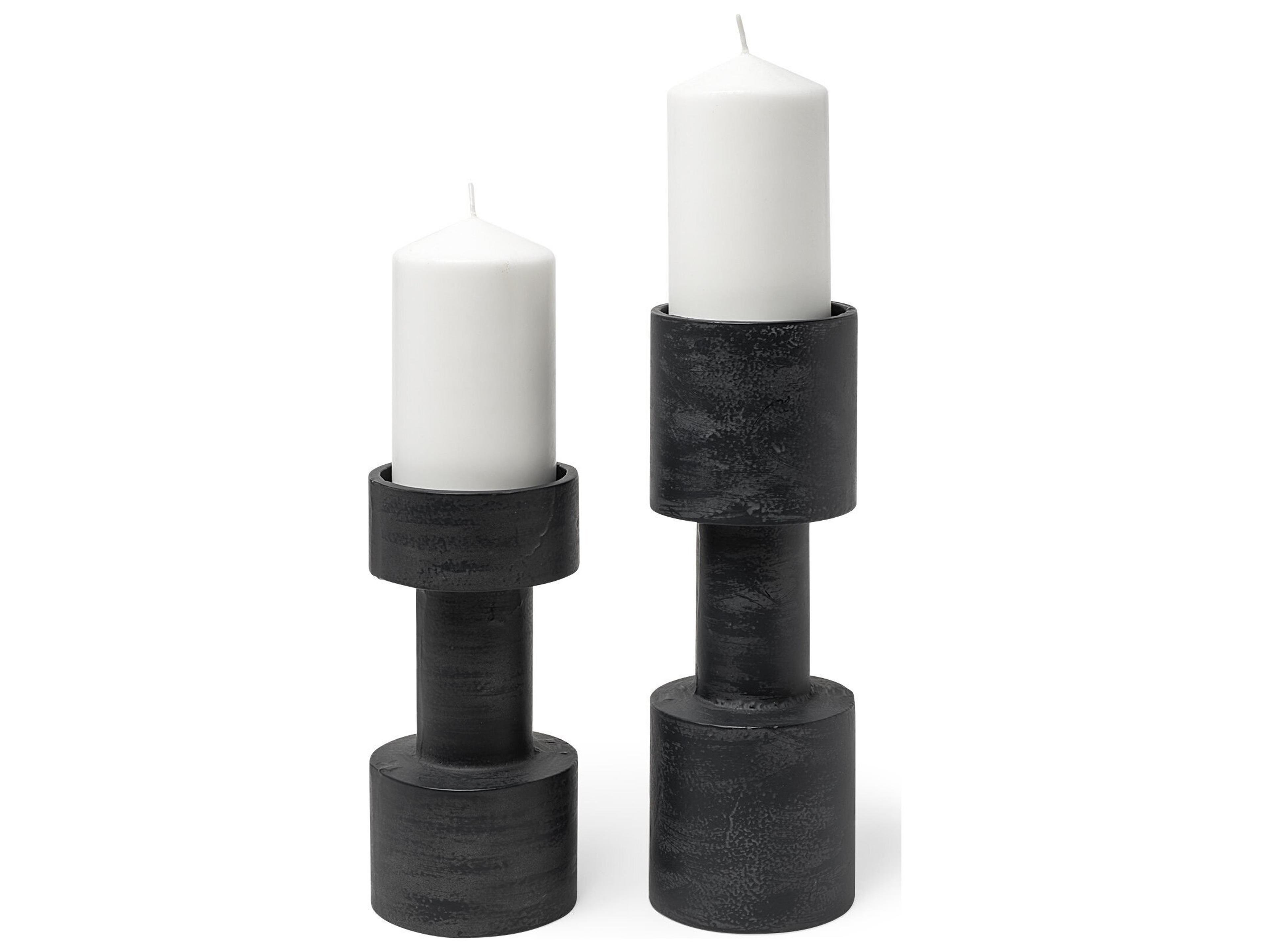 Mercana Bolton I 3.9L x 3.9W x 10.6H Black Metal Table Candle Holders
