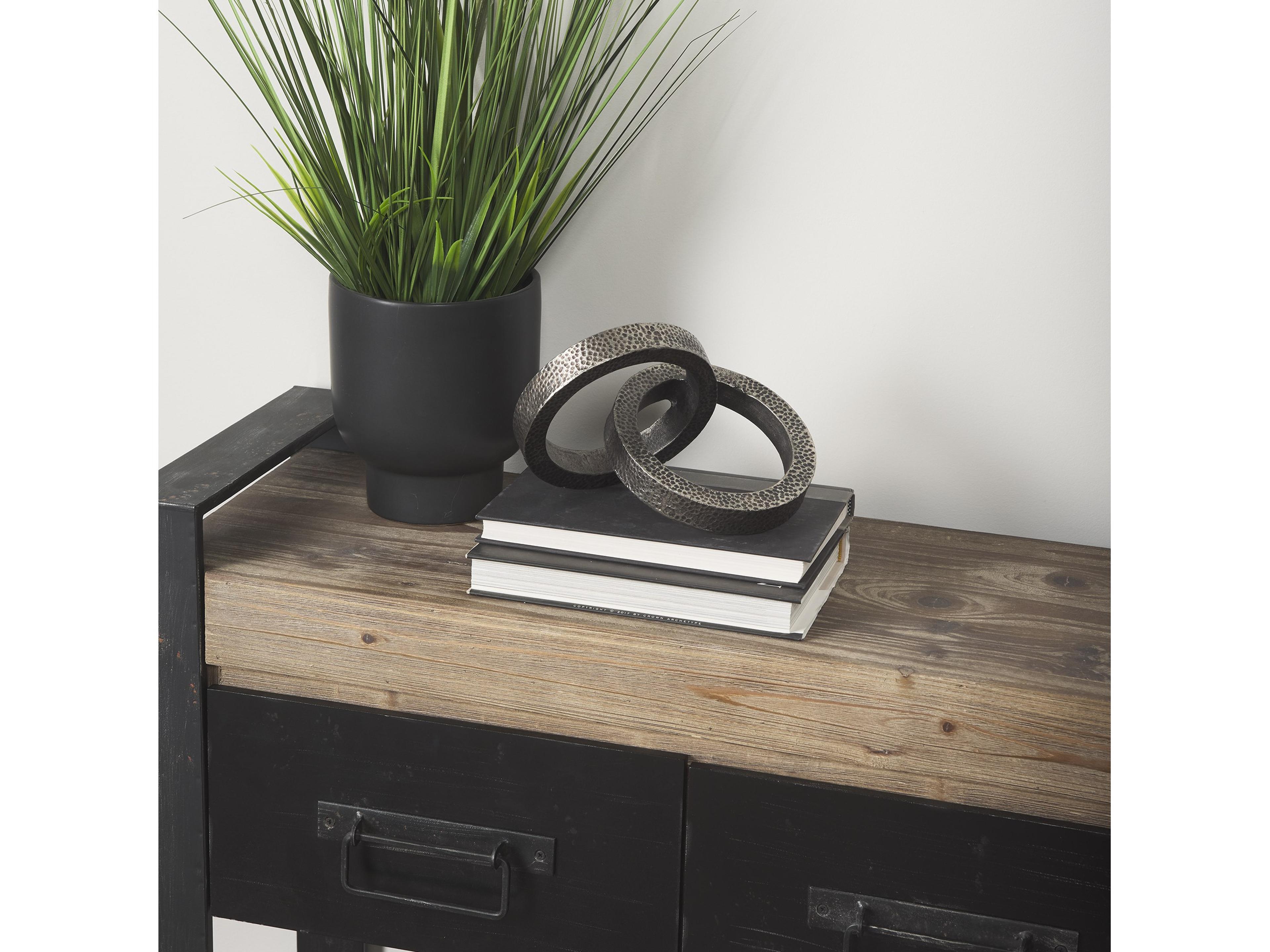 Mercana Rafiki Two Blackened Silver Hammered Finish Metal Conjoined Circles