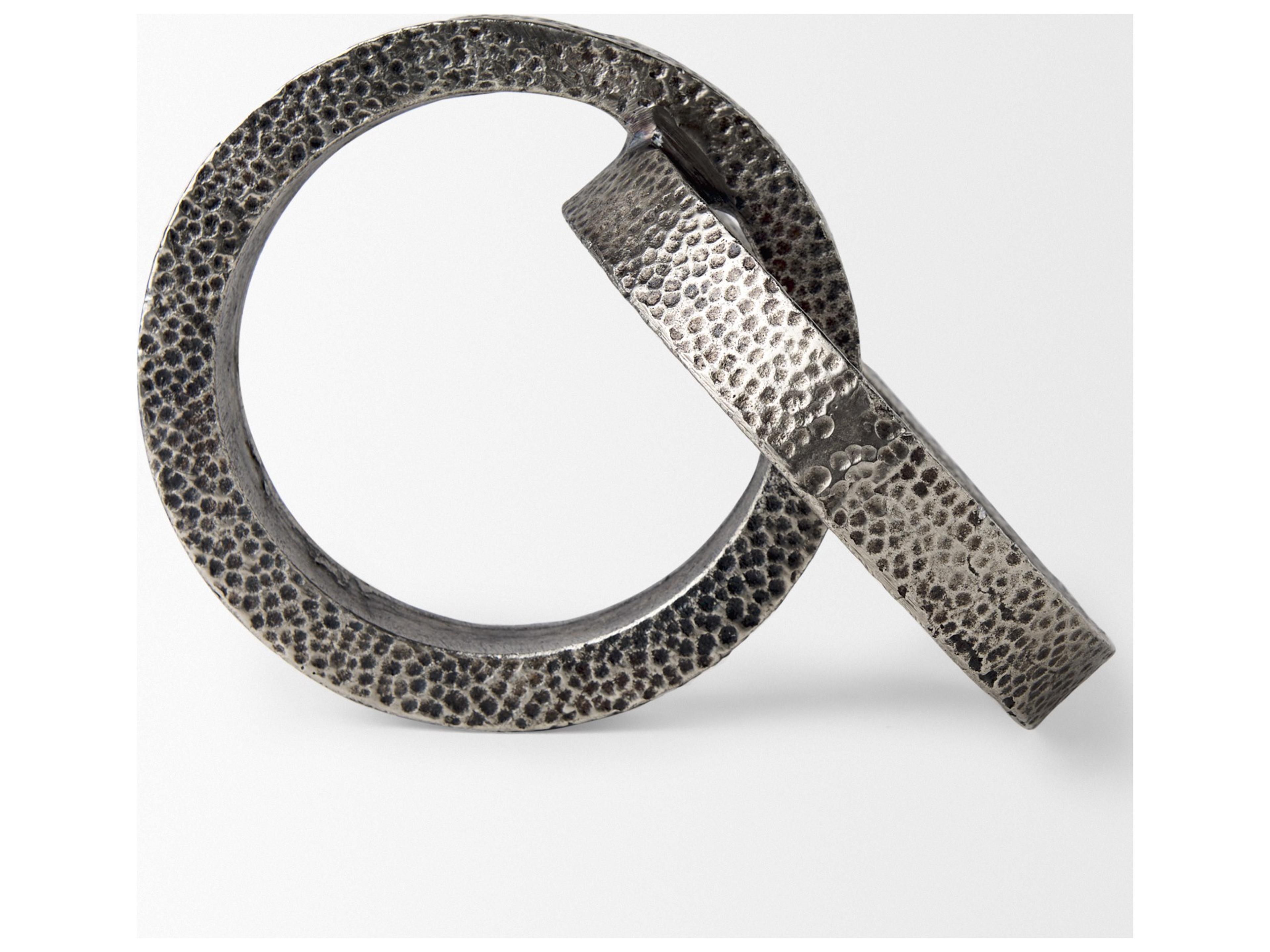 Mercana Rafiki Two Blackened Silver Hammered Finish Metal Conjoined Circles