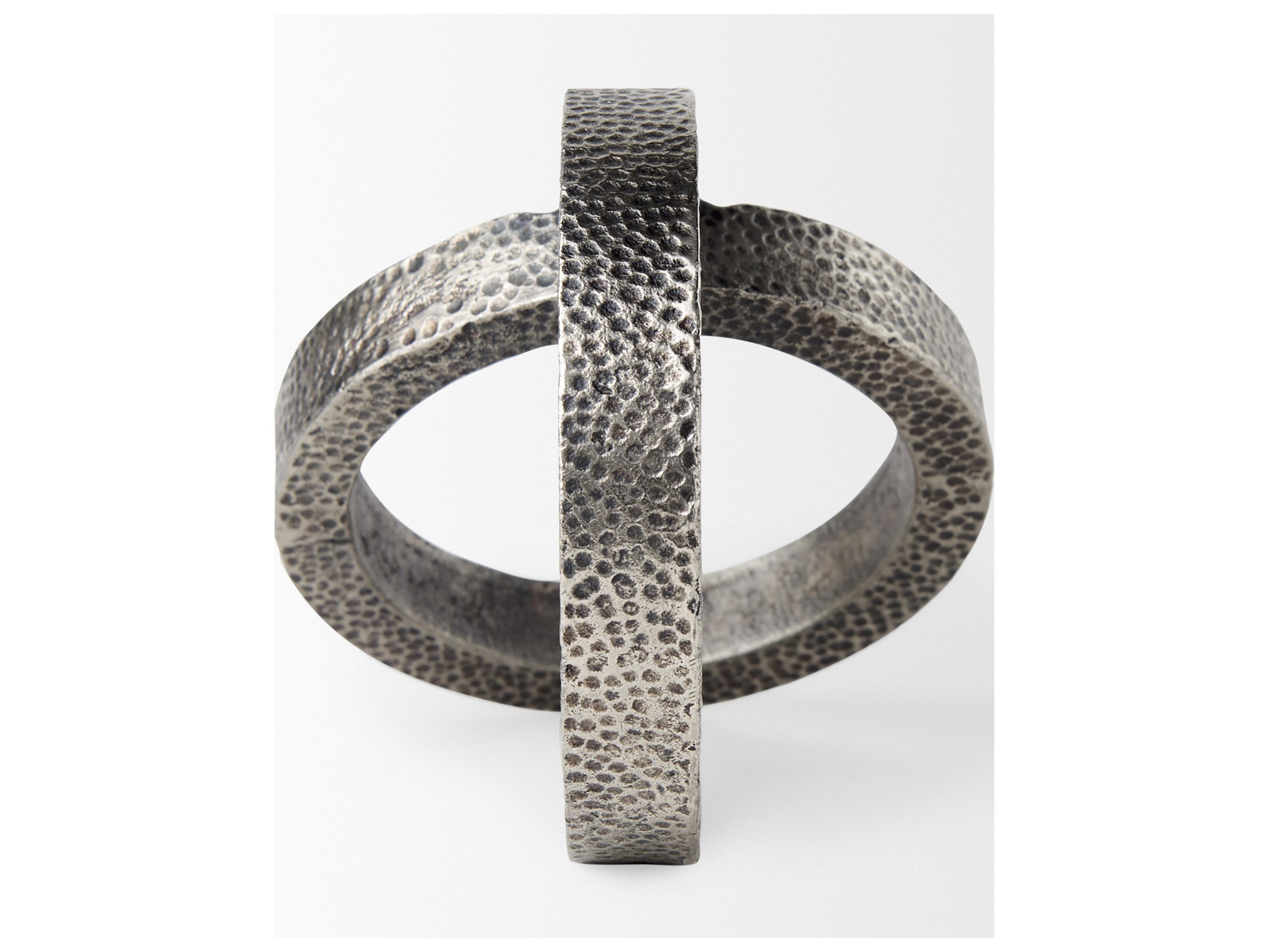 Mercana Rafiki Two Blackened Silver Hammered Finish Metal Conjoined Circles