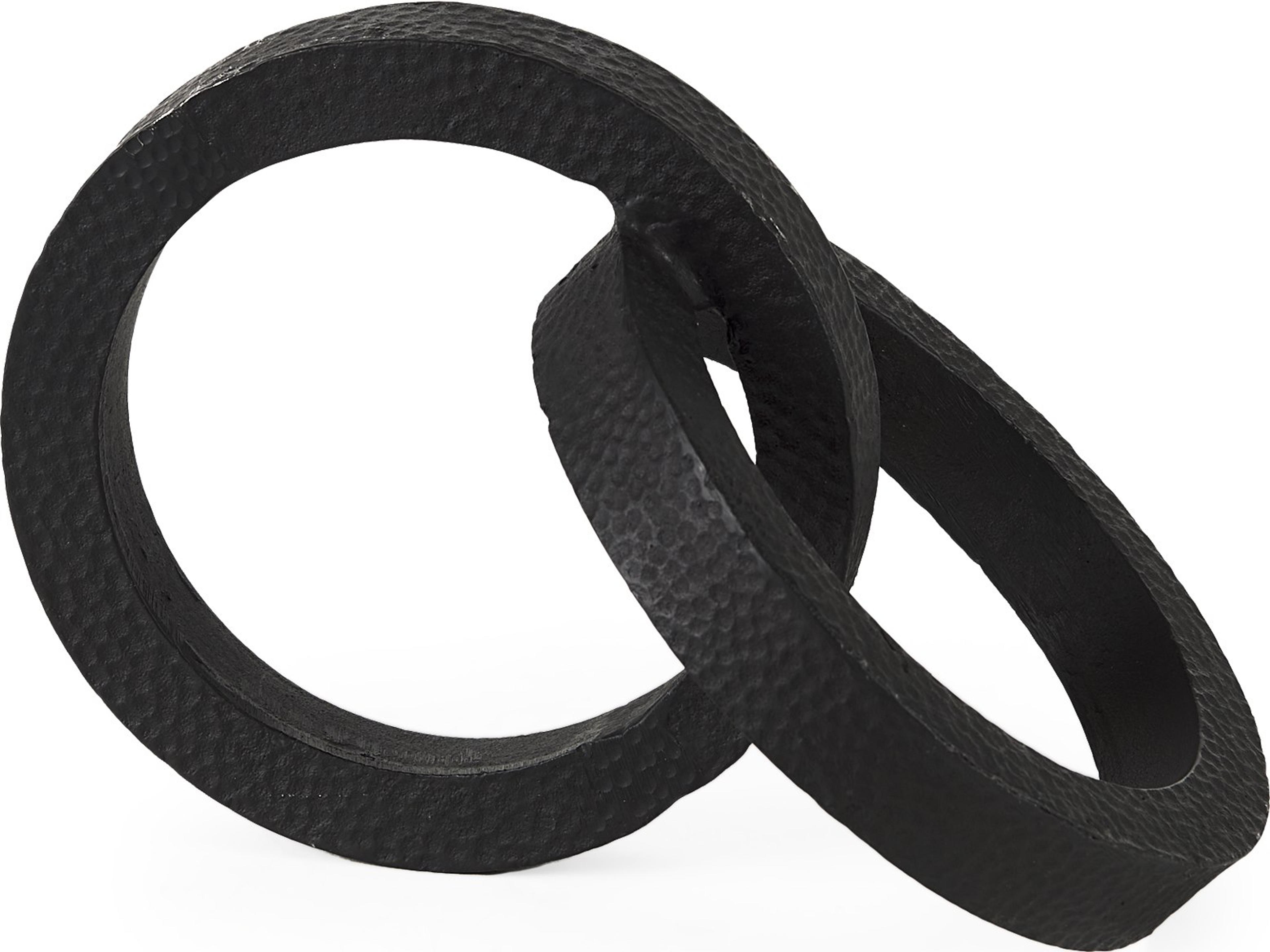 Rafiki Two Blackened Hammered Finish Metal Conjoined Circles