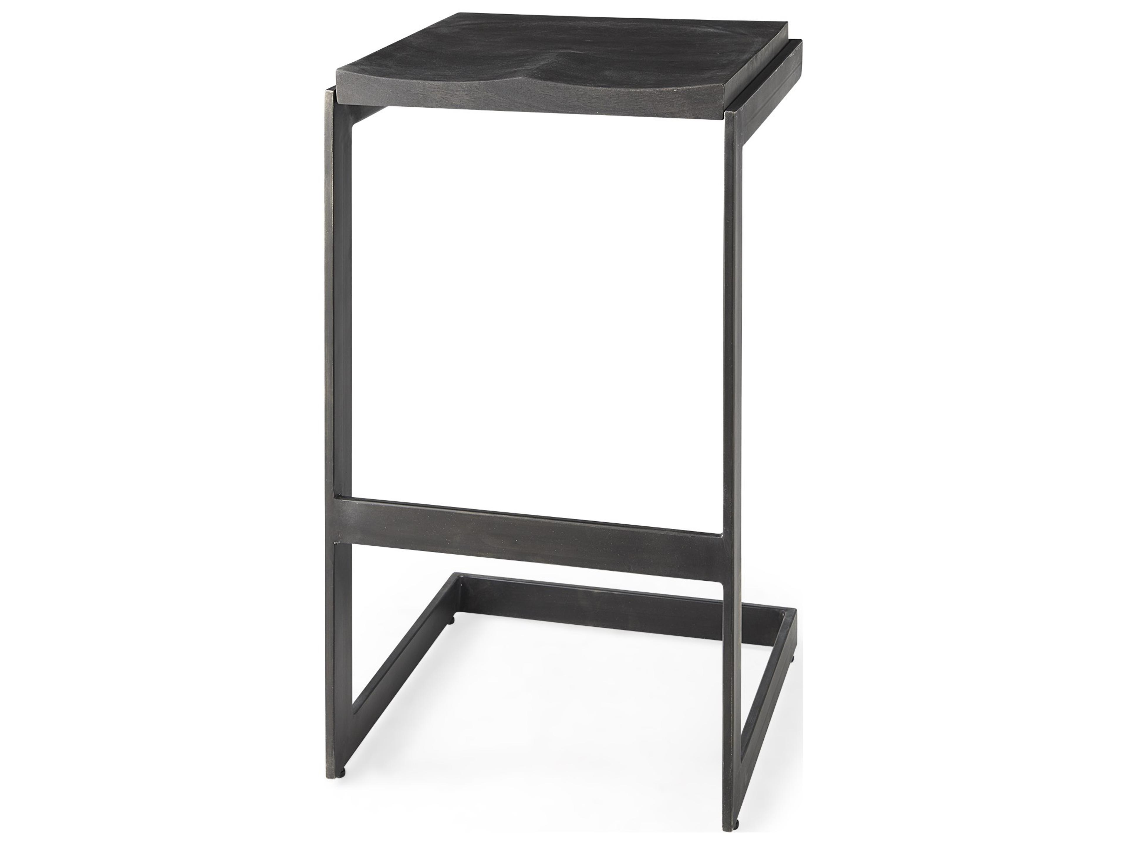 Kiran 17L x 17W x 30H Black Wood W/ Black Metal Base C-Shape Bar Stool