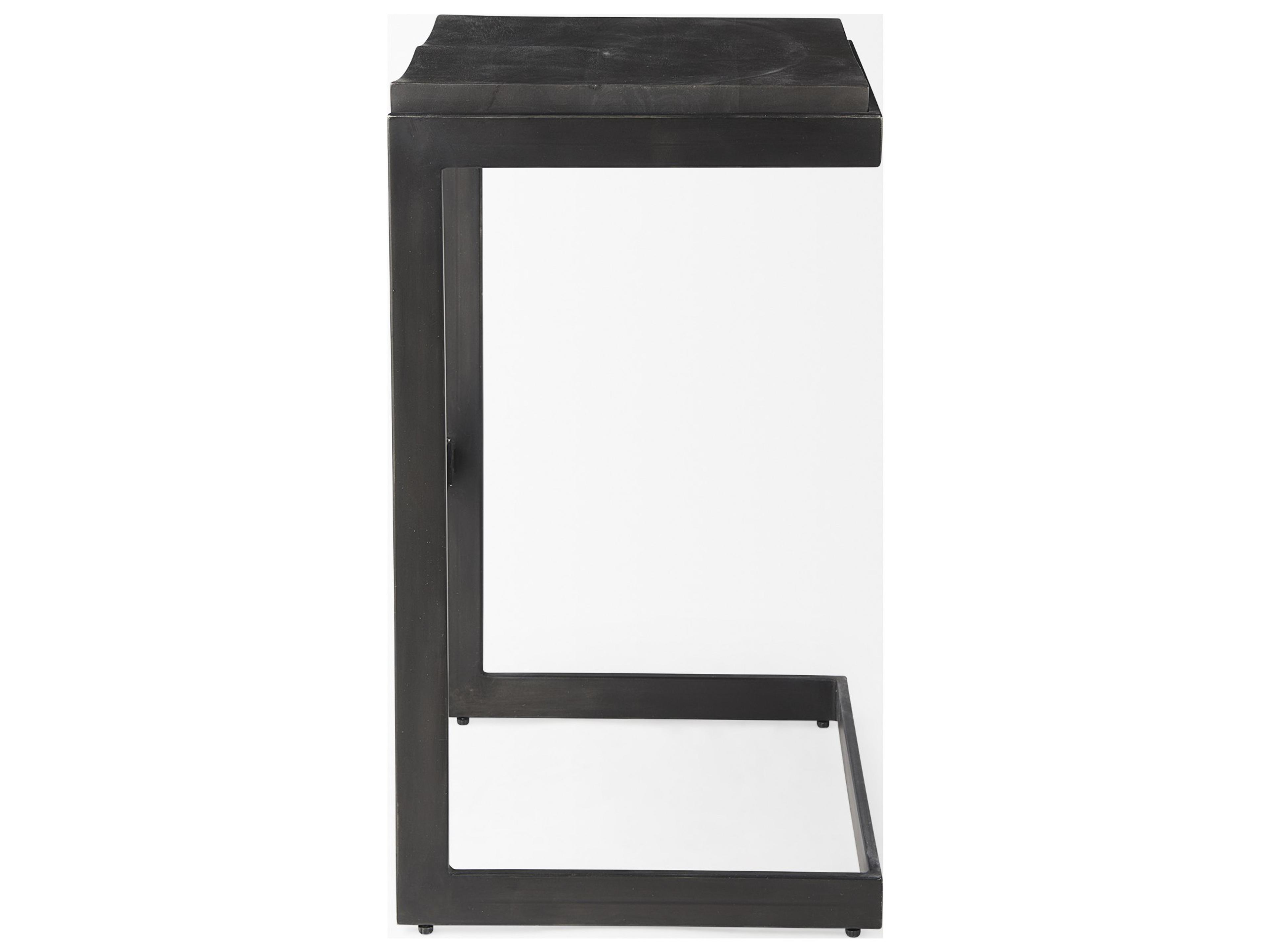 Mercana Kiran 17L x 17W x 30H Black Wood W/ Black Metal Base C-Shape Bar Stool