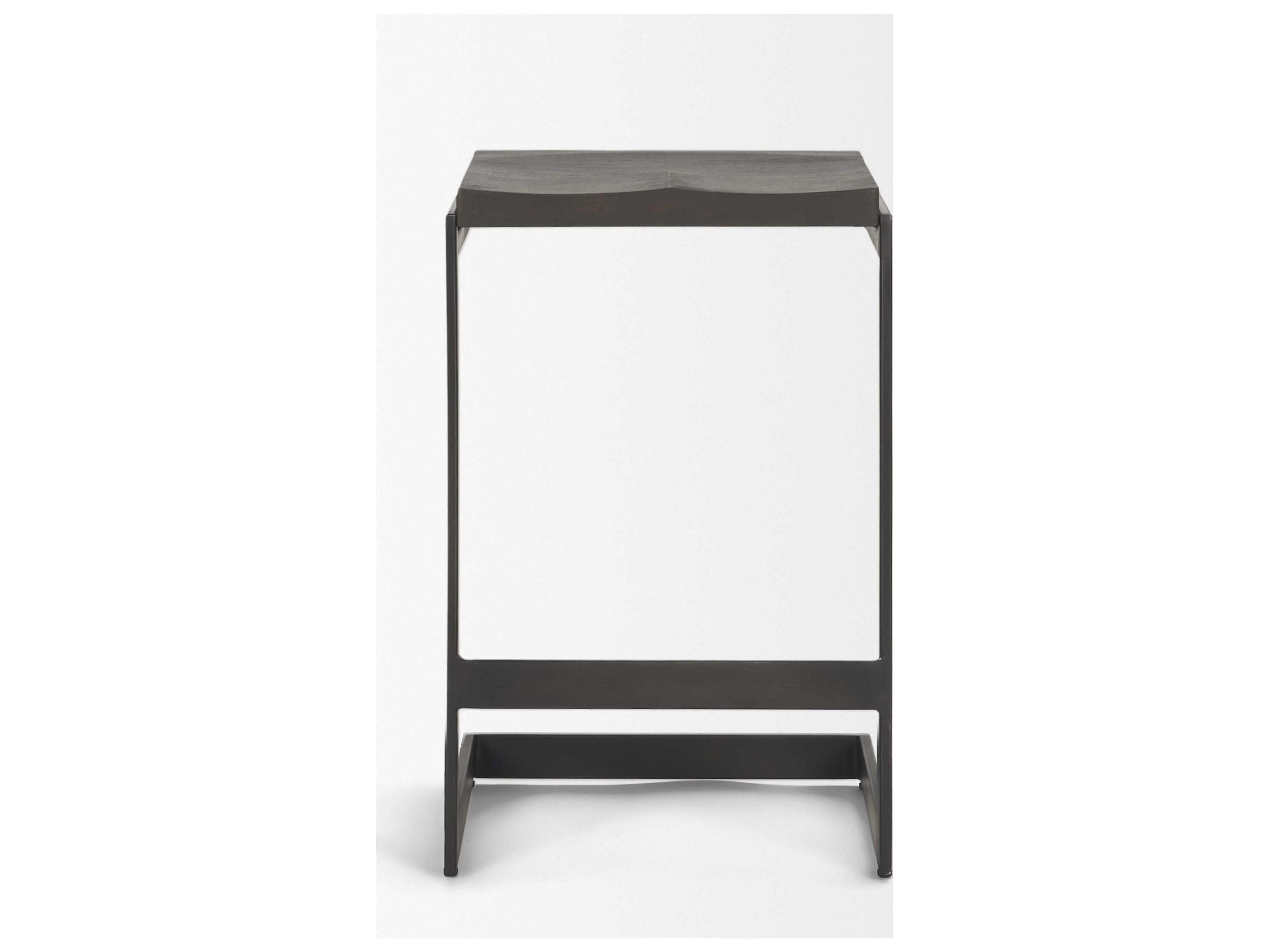 Mercana Kiran 17L x 17W x 26H Black Wood W/ Black Metal Base C-Shape Counter Stool