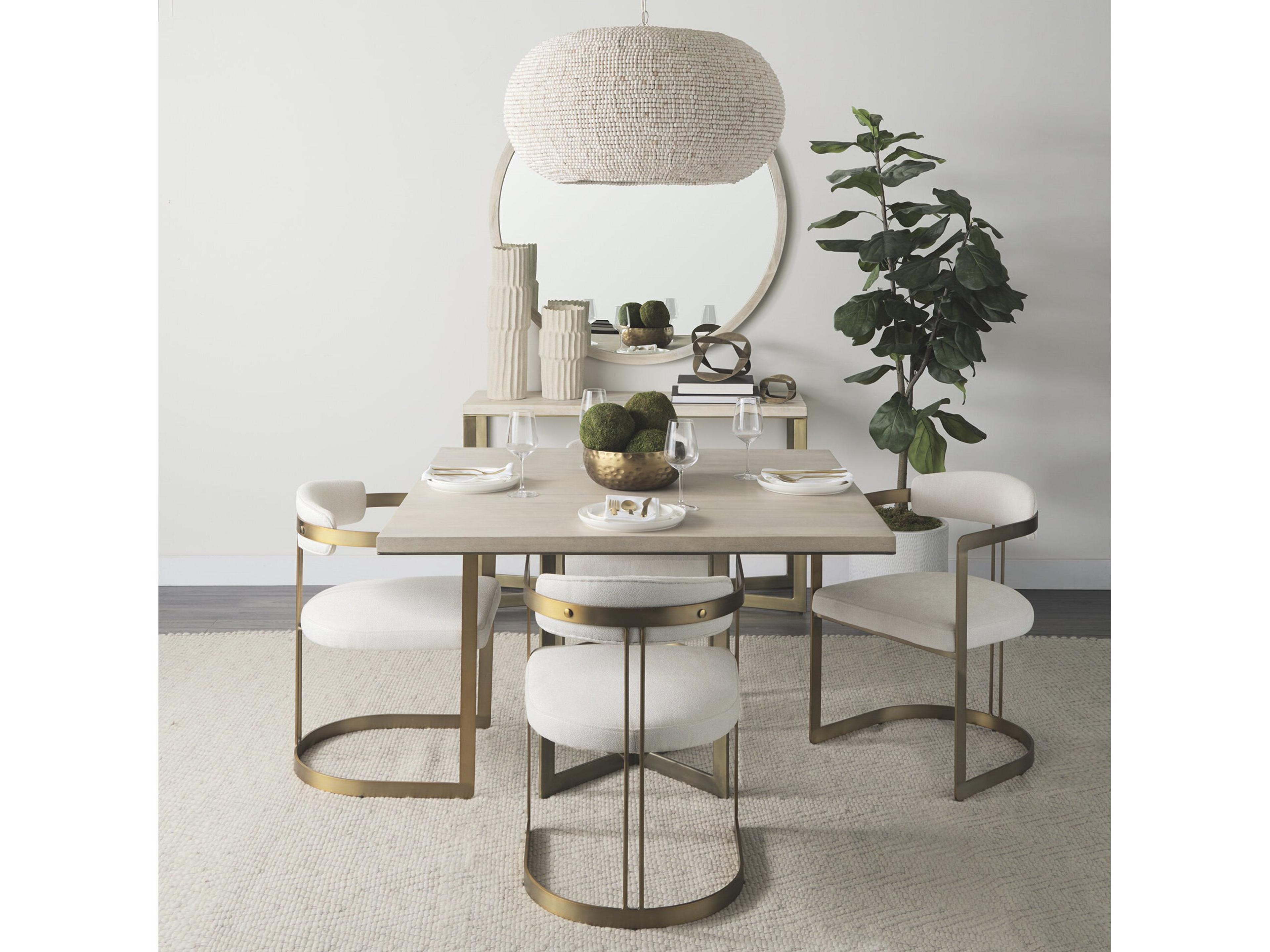 Mercana Faye I 48L x 48W x 30H Beige Finished Wood W/Gold Metal Base Square Dining Table
