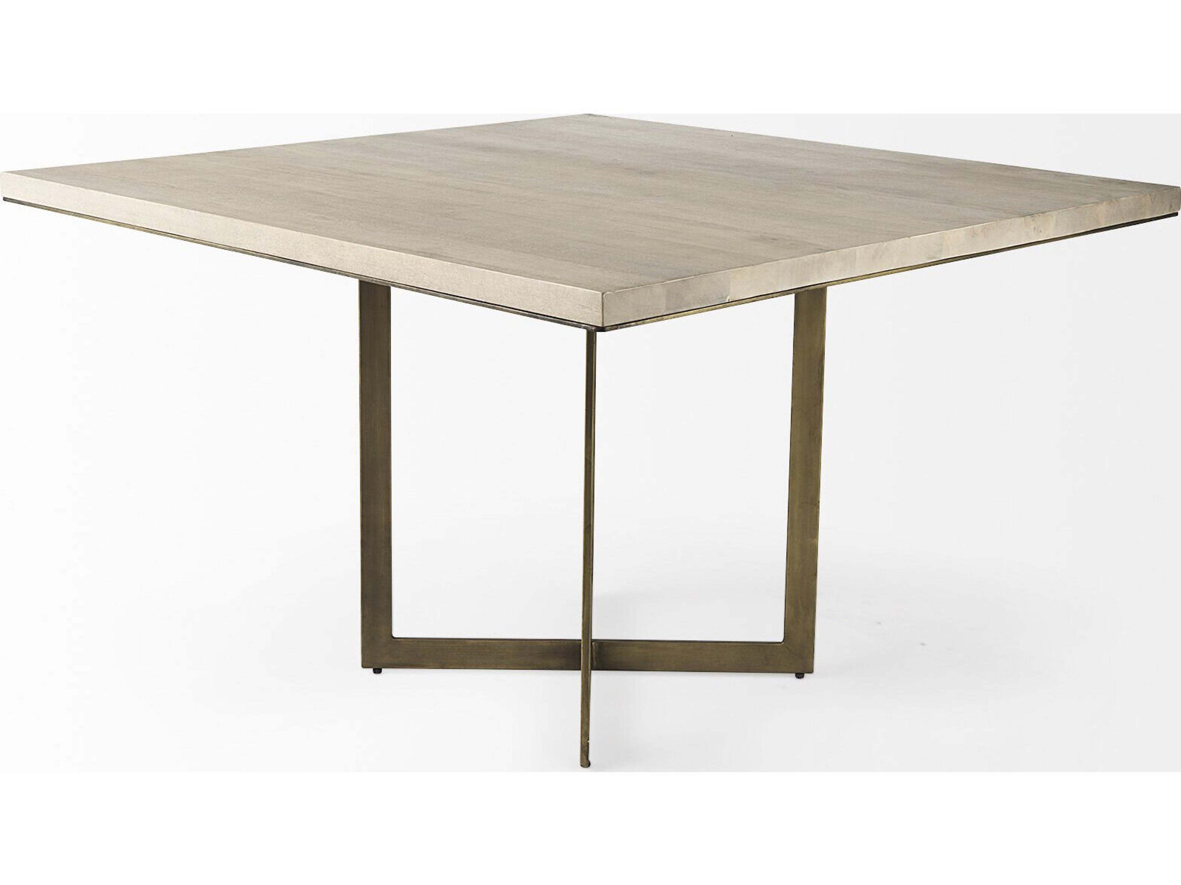 Mercana Faye I 48L x 48W x 30H Beige Finished Wood W/Gold Metal Base Square Dining Table
