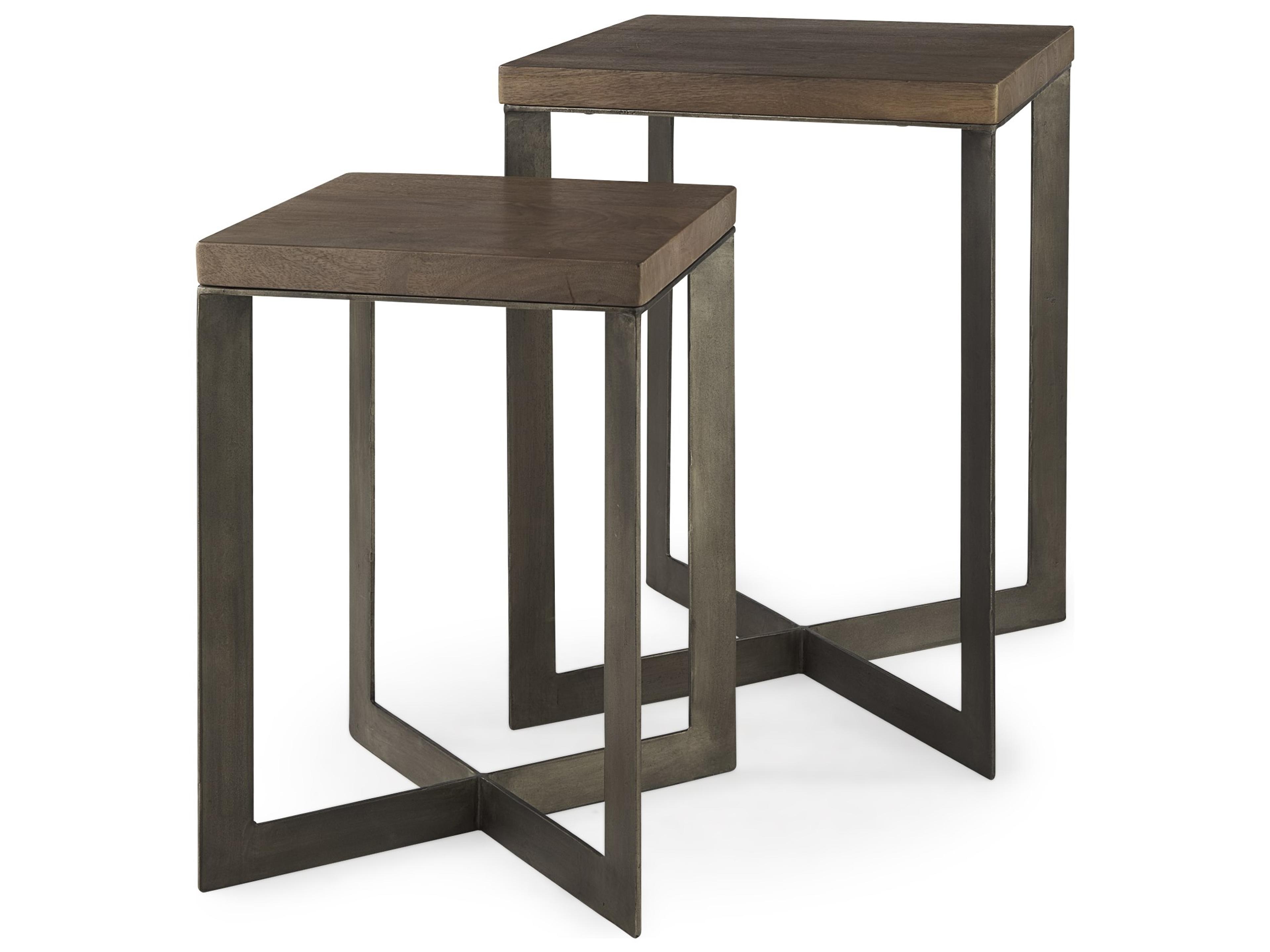 Faye (Set of 2) 19L x 19W x 26H Medium Brown Wood W/Metal Base Accent Tables