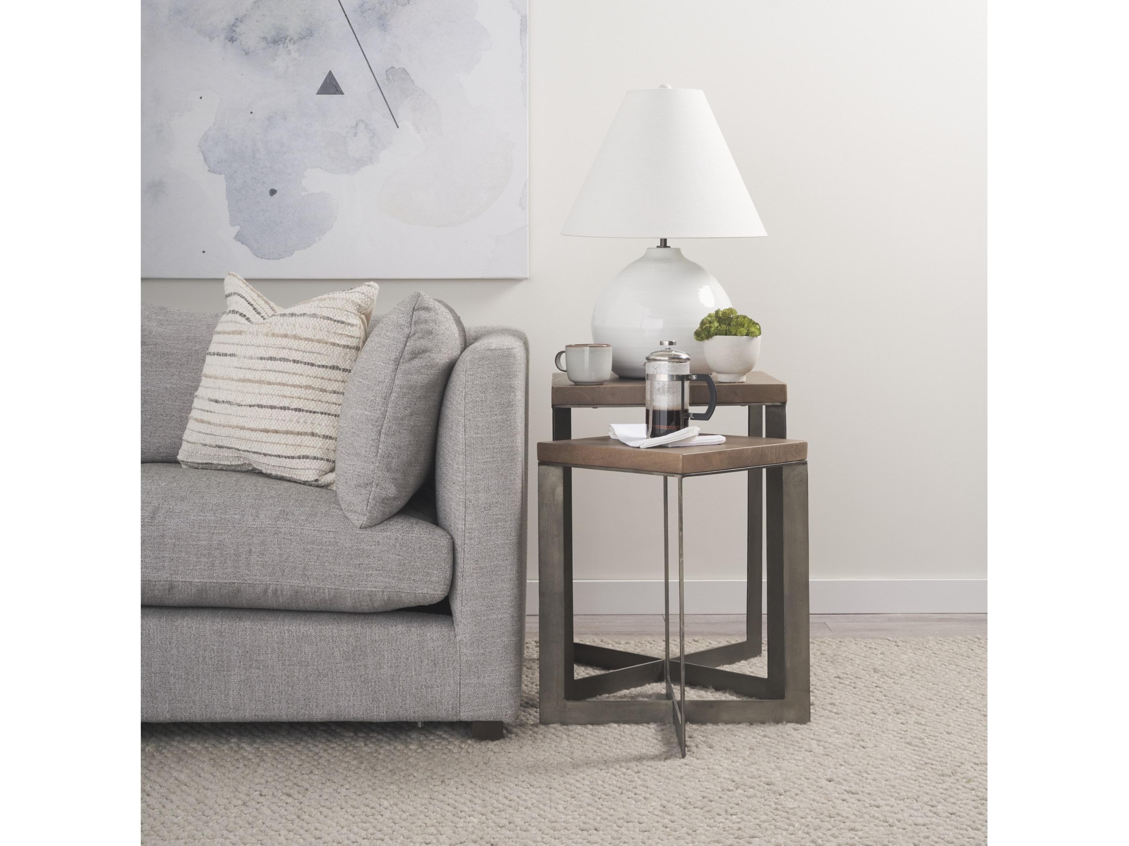 Mercana Faye (Set of 2) 19L x 19W x 26H Medium Brown Wood W/Metal Base Accent Tables