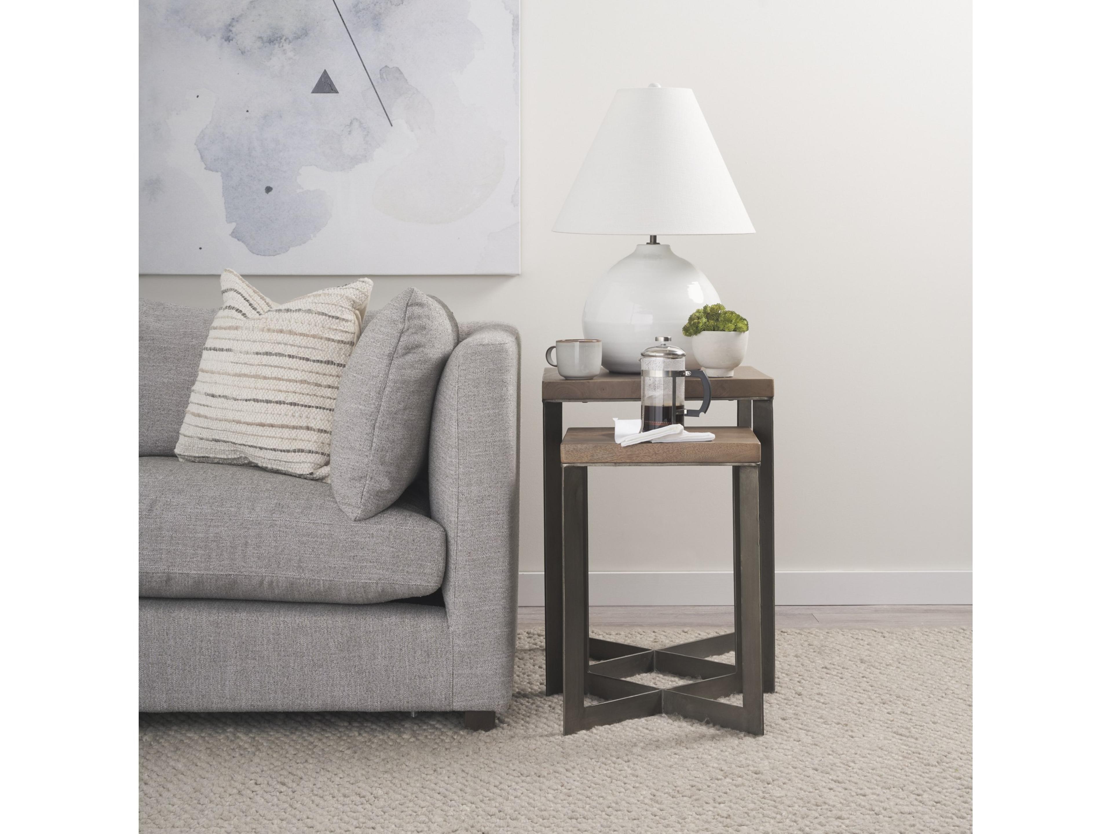 Mercana Faye (Set of 2) 19L x 19W x 26H Medium Brown Wood W/Metal Base Accent Tables