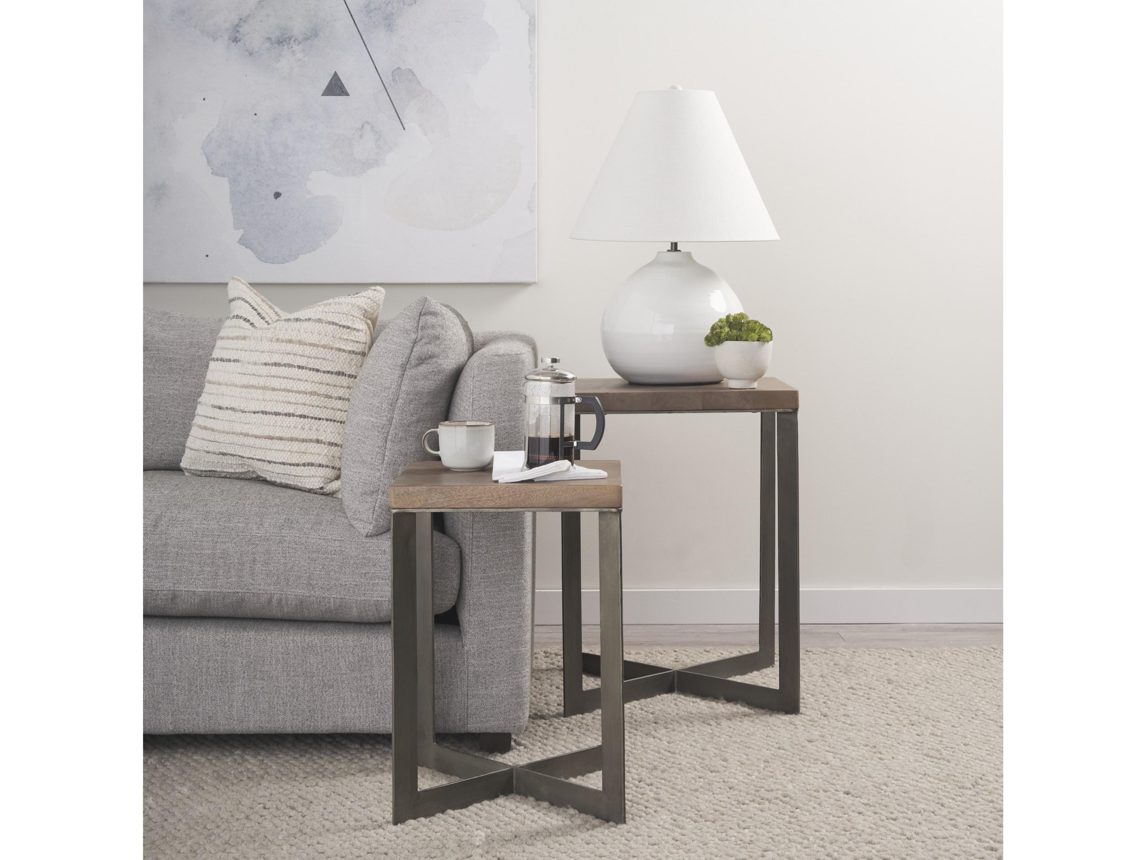 Mercana Faye (Set of 2) 19L x 19W x 26H Medium Brown Wood W/Metal Base Accent Tables