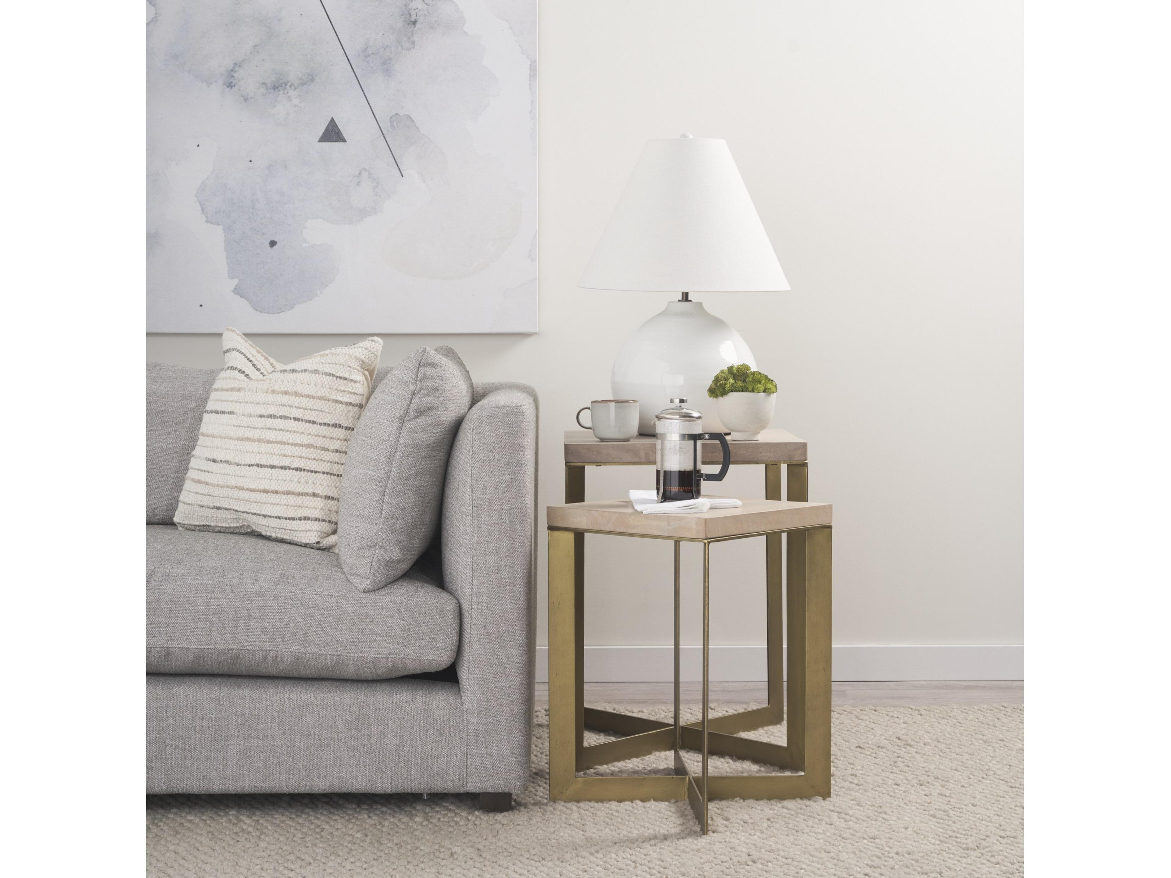 Mercana Faye (Set of 2) 19L x 19W x 26H Beige Finished Wood W/ Gold Metal Base Accent Tables