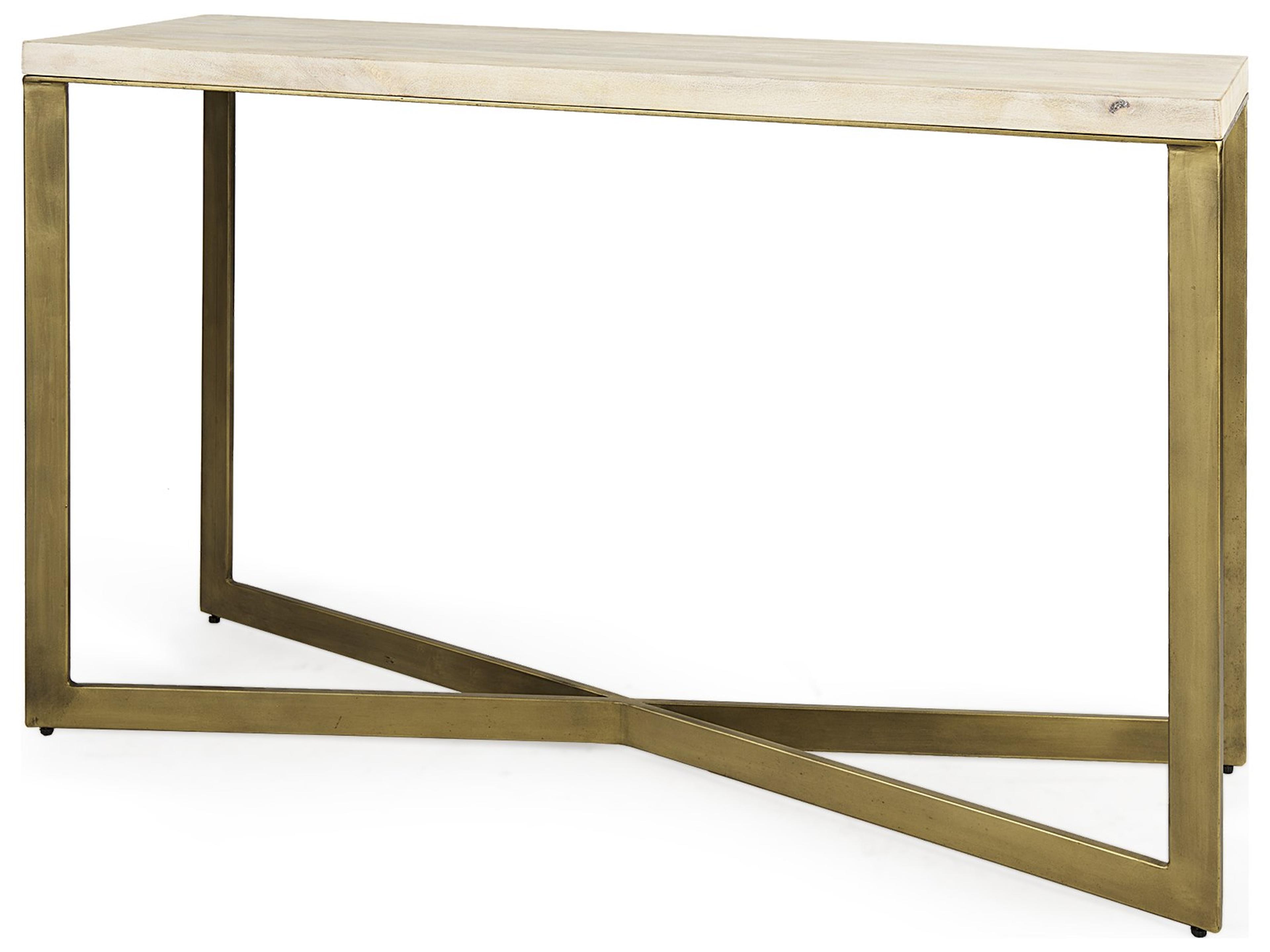 Faye 50L x 15W x 30H Beige Finished Wood W/Gold Metal Base Console Table