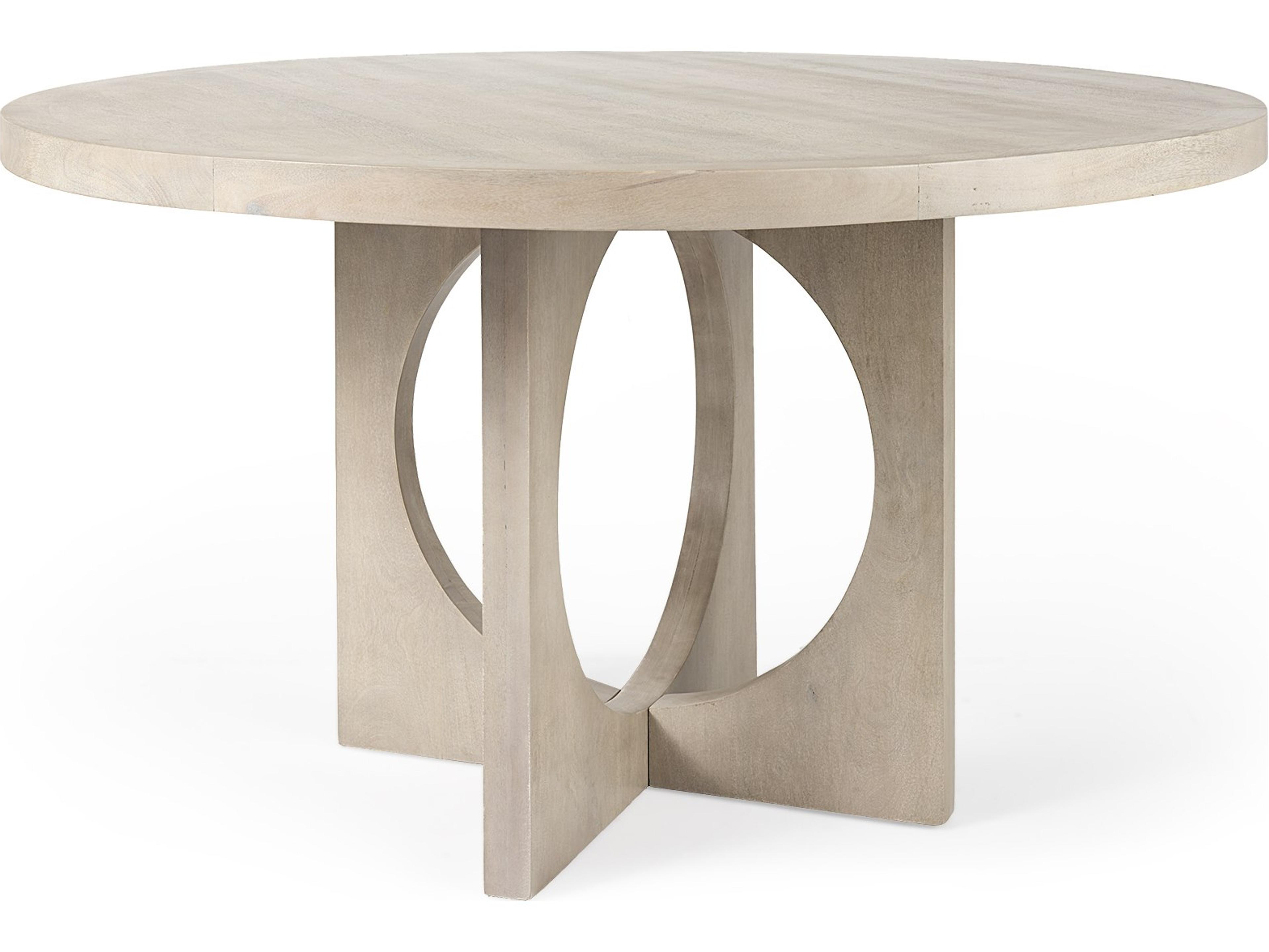Liesl 54.L x 54.0W x 30.0H Barely Gray Finished Wood W/ Circular Top Dining Table
